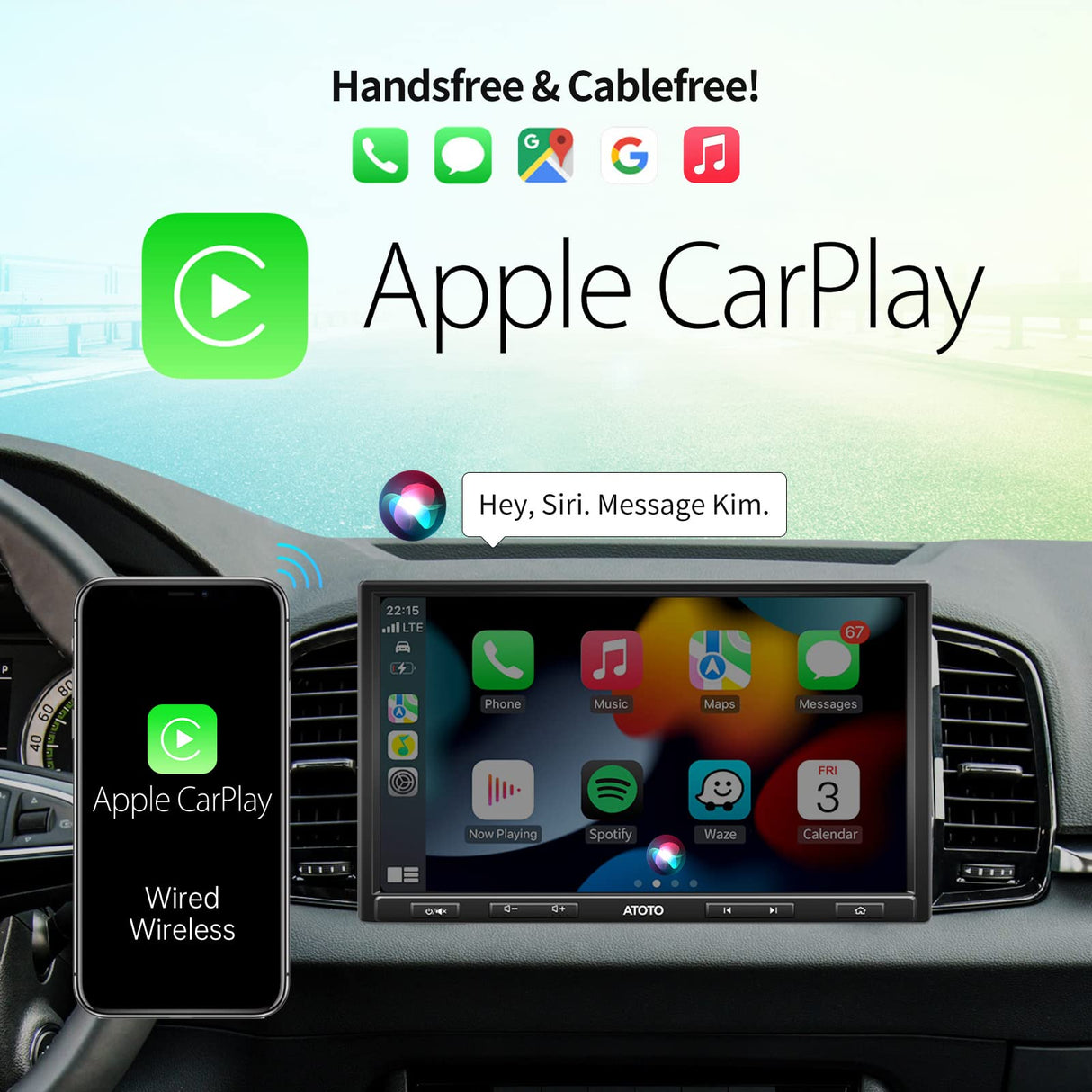 ATOTO F7G110XED 10" Single Din & Double Din Head Unit with Built-in DAB+, Wireless CarPlay & Android Auto, QLED Touchscreen, Bluetooth, HD LRV, MirrorLink, Quick Charge, USB/SD