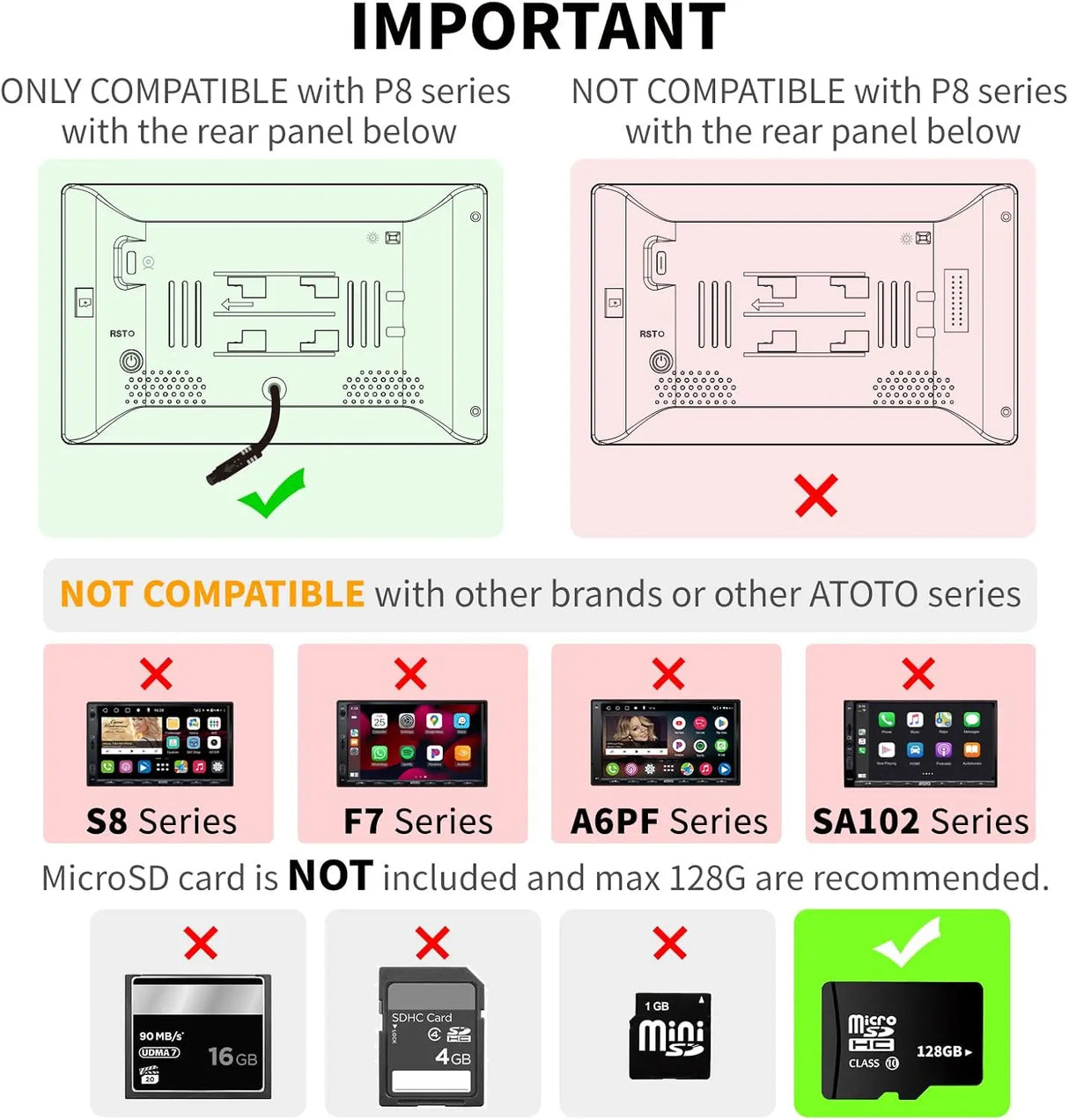 ATOTO AC-FCR01W 1080P Front Camera with 150° Wide Angle, Strong Light Suppression, Built-in G-Sensor – Compatible with ATOTO P8 Series Only