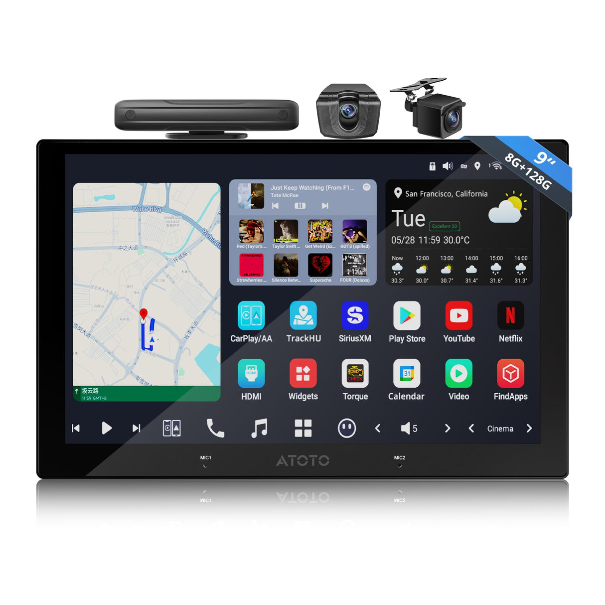 front and dash camera support on ATOTO X10 android stereo