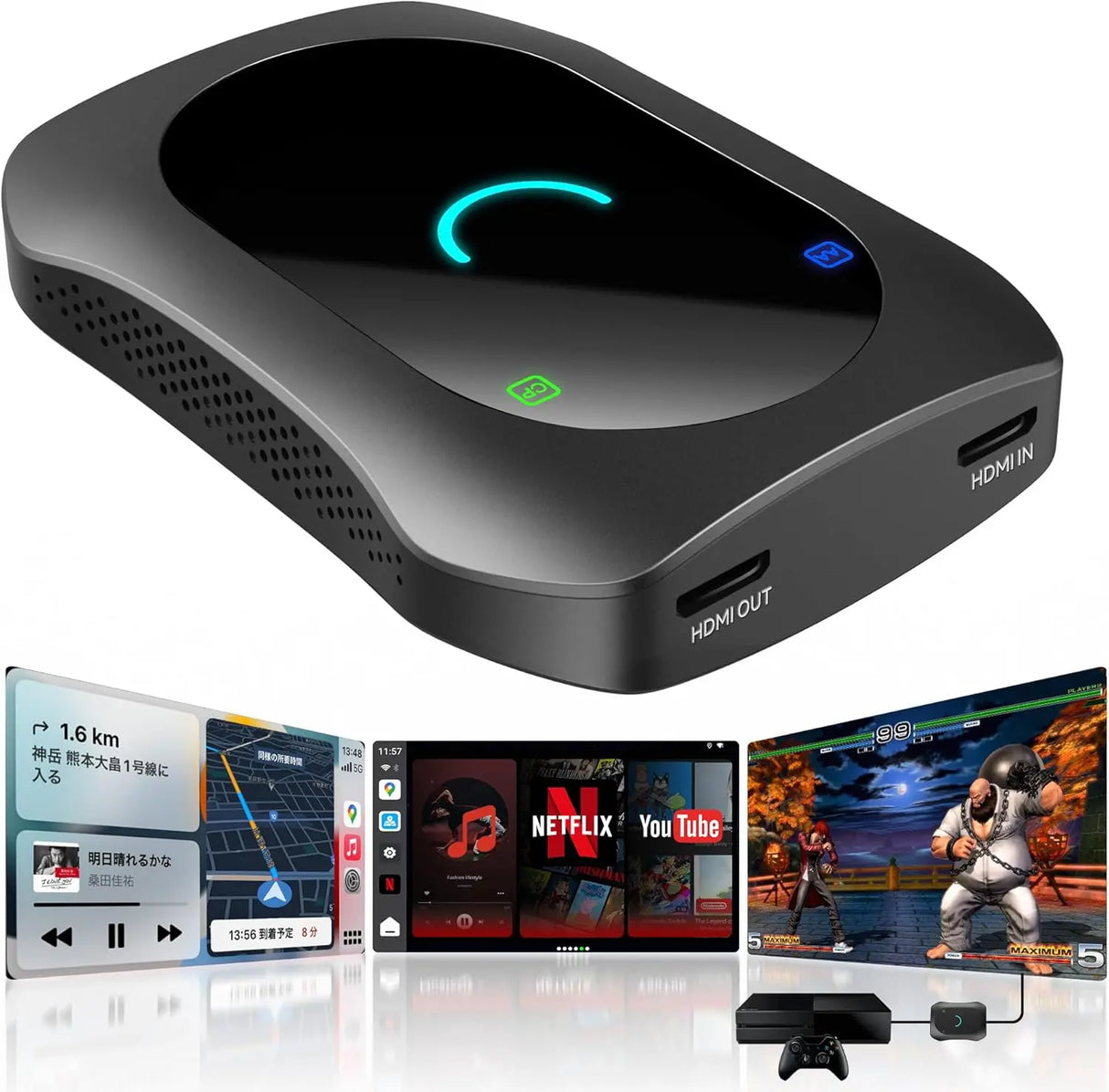 ATOTO CB7SATN フルAndroid 4G LTE Magic Video Box ワイヤレスCarPlay/Android Autoアダプター HDMI出力対応、セカンドスクリーン&ゲーム機モニター接続、デュアルBluetooth&Wi-Fi、GPSトラッカー、DVDプレーヤー対応
