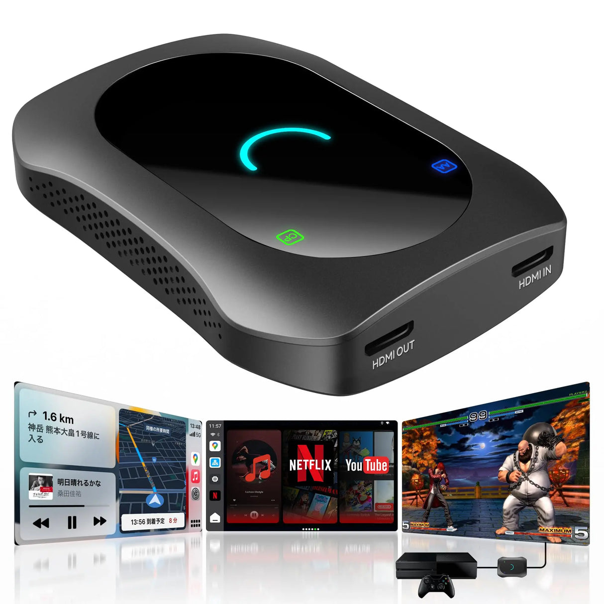 ATOTO CB7SATN フルAndroid 4G LTE Magic Video Box ワイヤレスCarPlay/Android Autoアダプター HDMI出力対応、セカンドスクリーン&ゲーム機モニター接続、デュアルBluetooth&Wi-Fi、GPSトラッカー、DVDプレーヤー対応