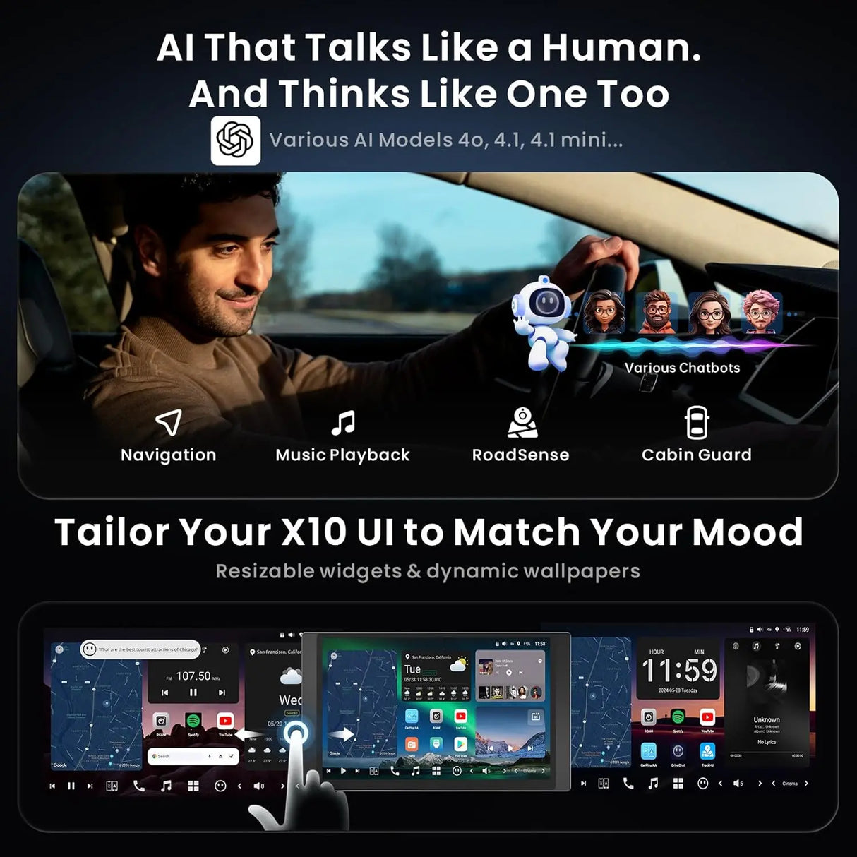 ATOTO X10G125E-R3 12.5" Bluetooth Car Radio with Dual Recording Cams, Single Din & Double Din, QLED Android Stereo 8G+128G, Floating Screen, 7.1.2CH Audio, 4G LTE, Wireless CarPlay & Android Auto