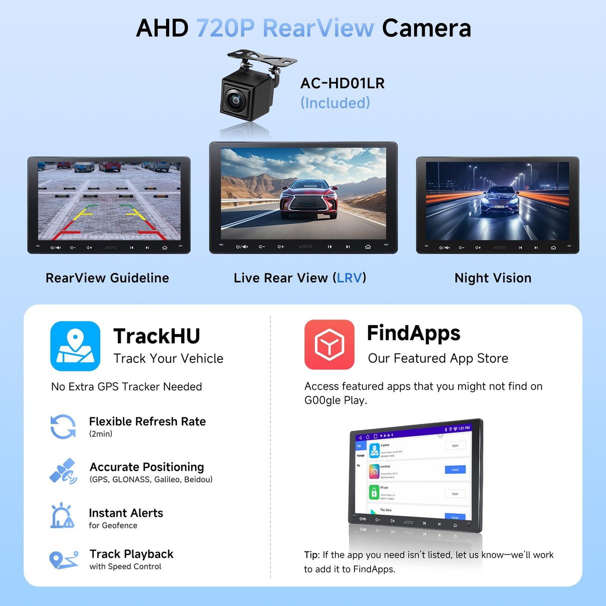 ATOTOZONE 9-Inch Android Double-DIN Car Stereo, Wireless CarPlay&Android Auto Car Radio with GPS Tracking, WiFi/Bluetooth/USB, 24B EQ&DSP, FM/AM/RDS, HD Backup Camera with LRV, A5LG209T-S01