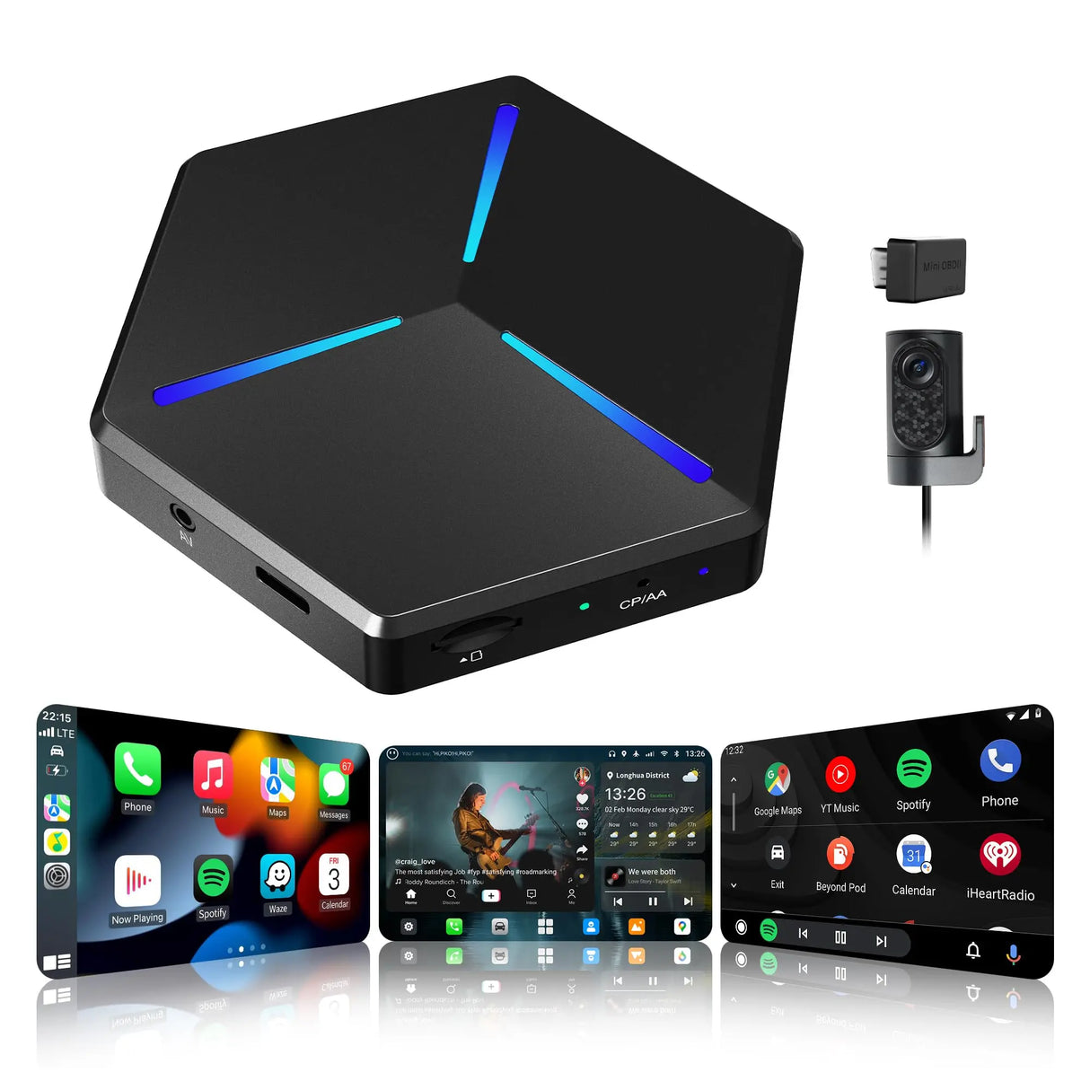 ATOTO CB7PRO マジックAIボックス ワイヤレスCarPlay/Android Auto対応 Netflix視聴可 フルAndroid AIコンソール DriveChat AI HDMI入出力 OBD2データハブ DVRカメラ付属 AI音声コントロール Y型電源ケーブル採用