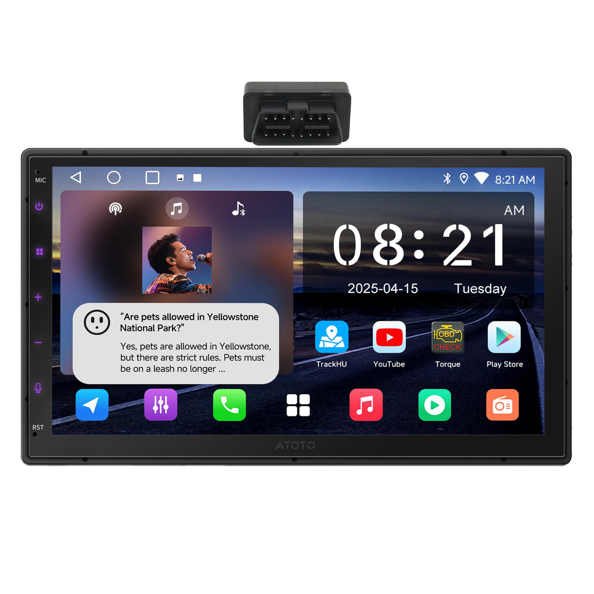 ATOTO A5LG2B7T 7" Double Din Car Stereo with OBD2, Wireless CarPlay & Android Auto, Android Head Unit with DSP, 24B EQ, WiFi/Bluetooth/USB, 4×45W Amp, 2G+32G