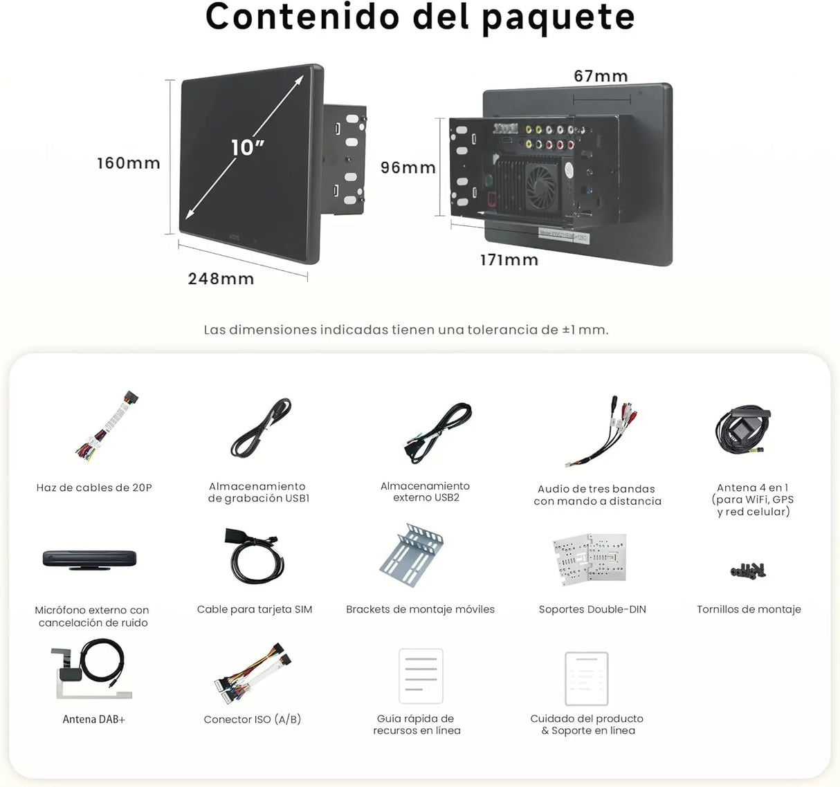 ATOTO X10DG2B7E Radio 2 DIN Android 7" QLED DAB, 8GB+128GB, CarPlay y Android Auto Inalámbricos, 4G LTE, Asistente de Voz AI, GPS, Micrófono Dual, Bluetooth, LRV, 36B-EQ, Entrada HDMI