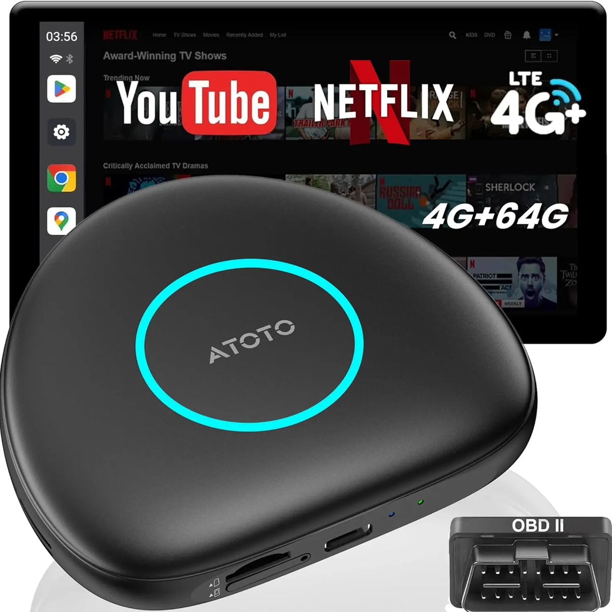 ATOTO CarWave CB6 Wireless Android Auto Adapter with 4G LTE & OBDII