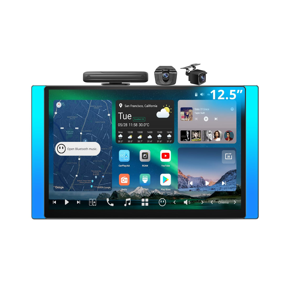 ATOTO X10G125E-R3 12.5" QLED Android Car Stereo 1DIN/2DIN with 2 Dashcams, Flexview Display, 8+128G, Wireless CarPlay & Android Auto, 7.1.2CH Audio, 4G LTE, Dual Wi-Fi, 36-B EQ