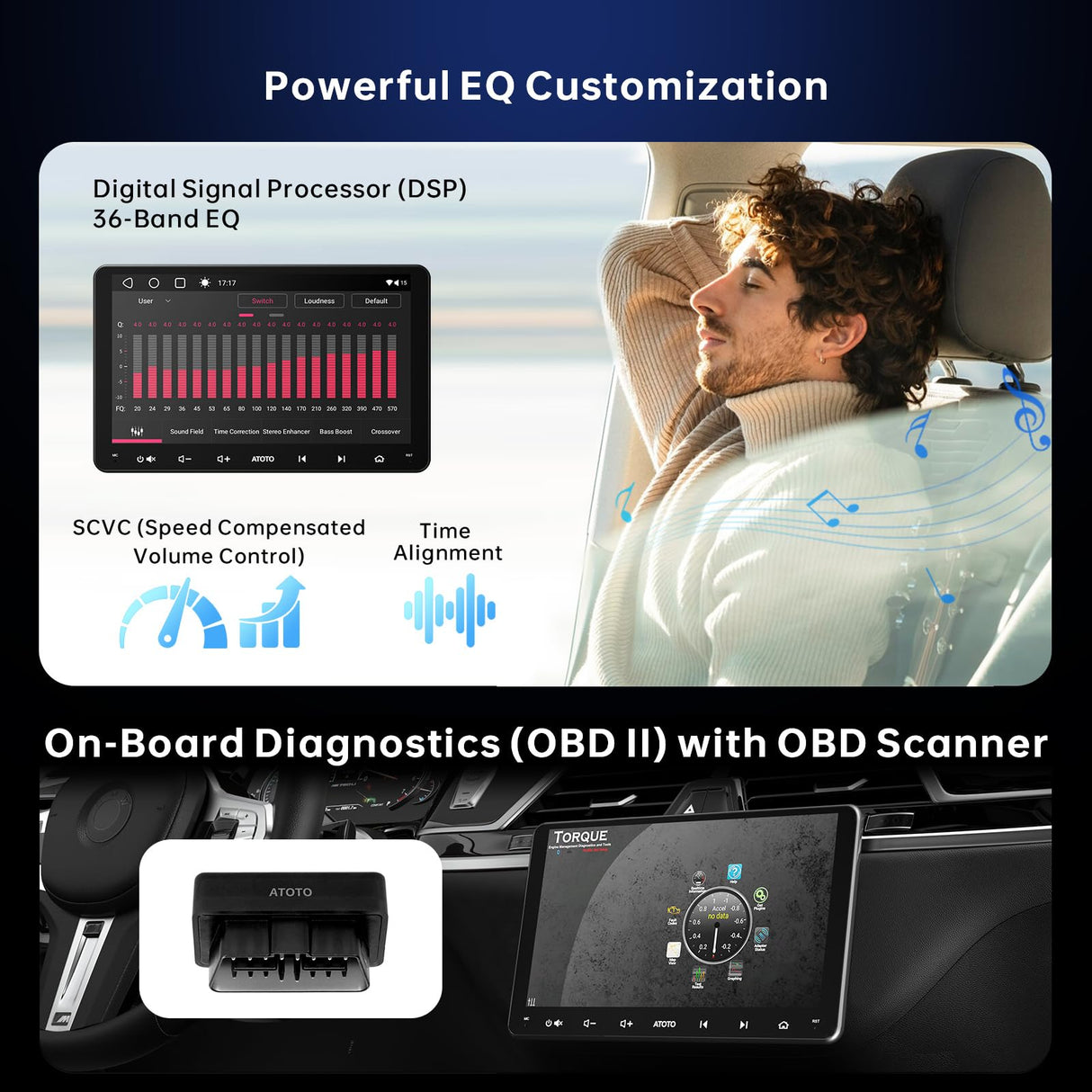 ATOTO A6G209PF 9" Double Din Car Stereo, OBD Included, 8-Core CPU, 2G+32G, 1280x720 HD Touchscreen, Wireless CarPlay & Android Auto, GPS, DAB+ Radio, WiFi, Bluetooth, USB, Drivechat AI