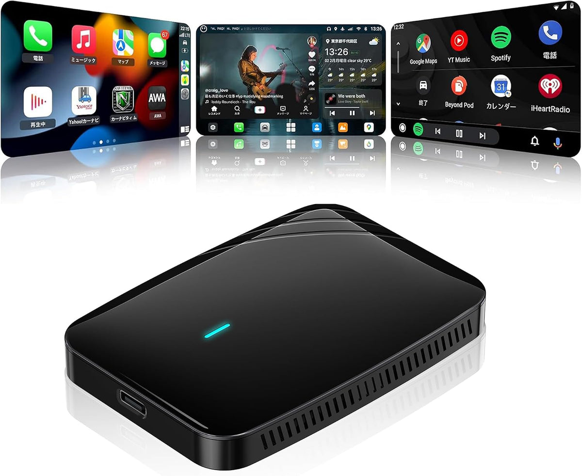 ATOTO CB4B Adattatore CarPlay Wireless – Doppio WiFi, Doppio Bluetooth, Scheda TF 128GB, 4G+32G, Netflix/YouTube, AI Box Android con DriveChat, Nero