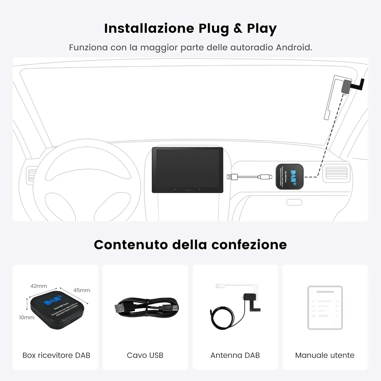 ATOTO AC-4475 Ricevitore radio DAB+ – Compatibile con ATOTO A5, A6 e S8 Series