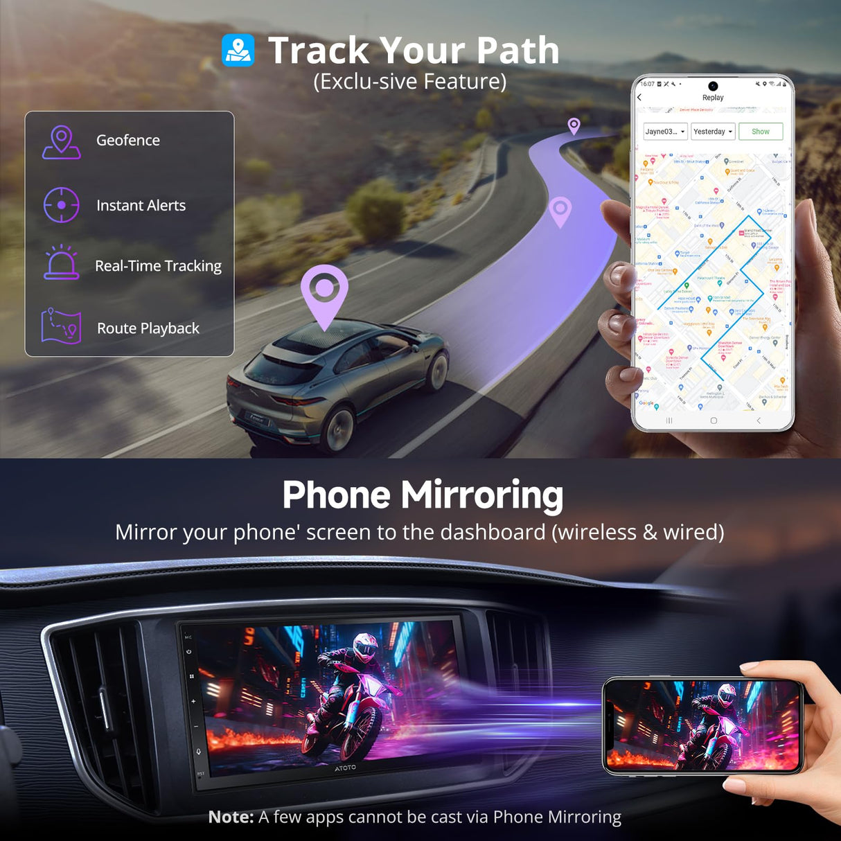 ATOTO A5LG2B7T 7" Double-DIN Android Head Unit with Wireless CarPlay & Android Auto, ChatGPT-AI, GPS, WiFi/BT/USB, 24-EQ DSP, 4x45 AMP