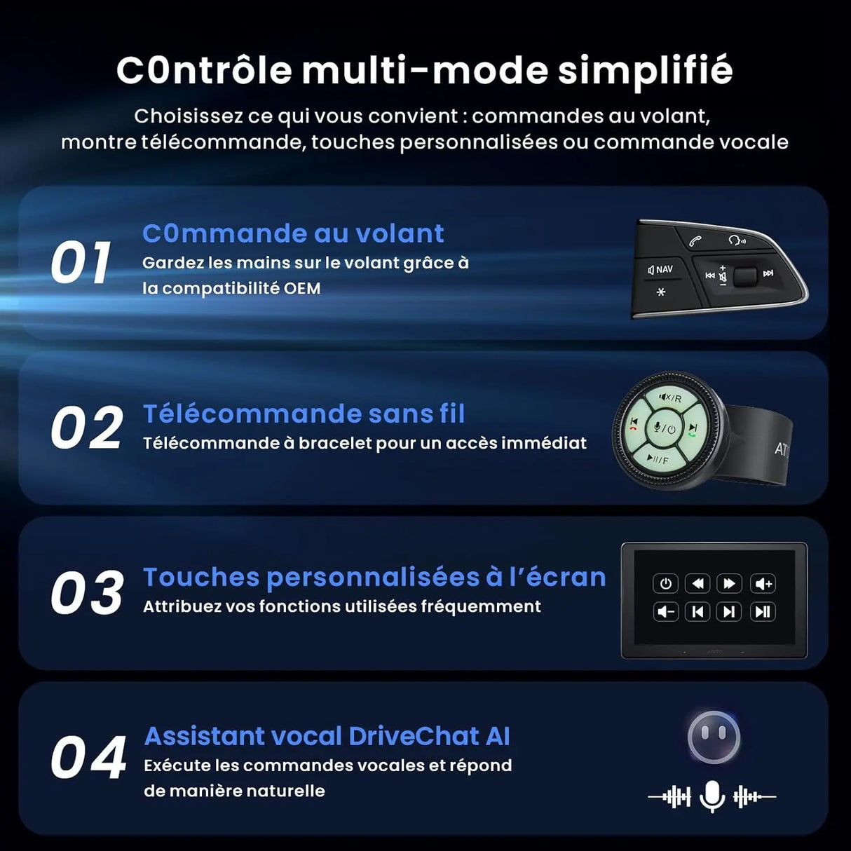 ATOTOZONE 10" QLED AI Android Autoradio 1 din,écran Flottant Voiture, Navi in-Dash,8G+128G,4G LTE,CarPlay & Android Auto sans Fil, Connexion Dual Téléphone & 2 Bluetooth, GPS-Tracking,X10G110E