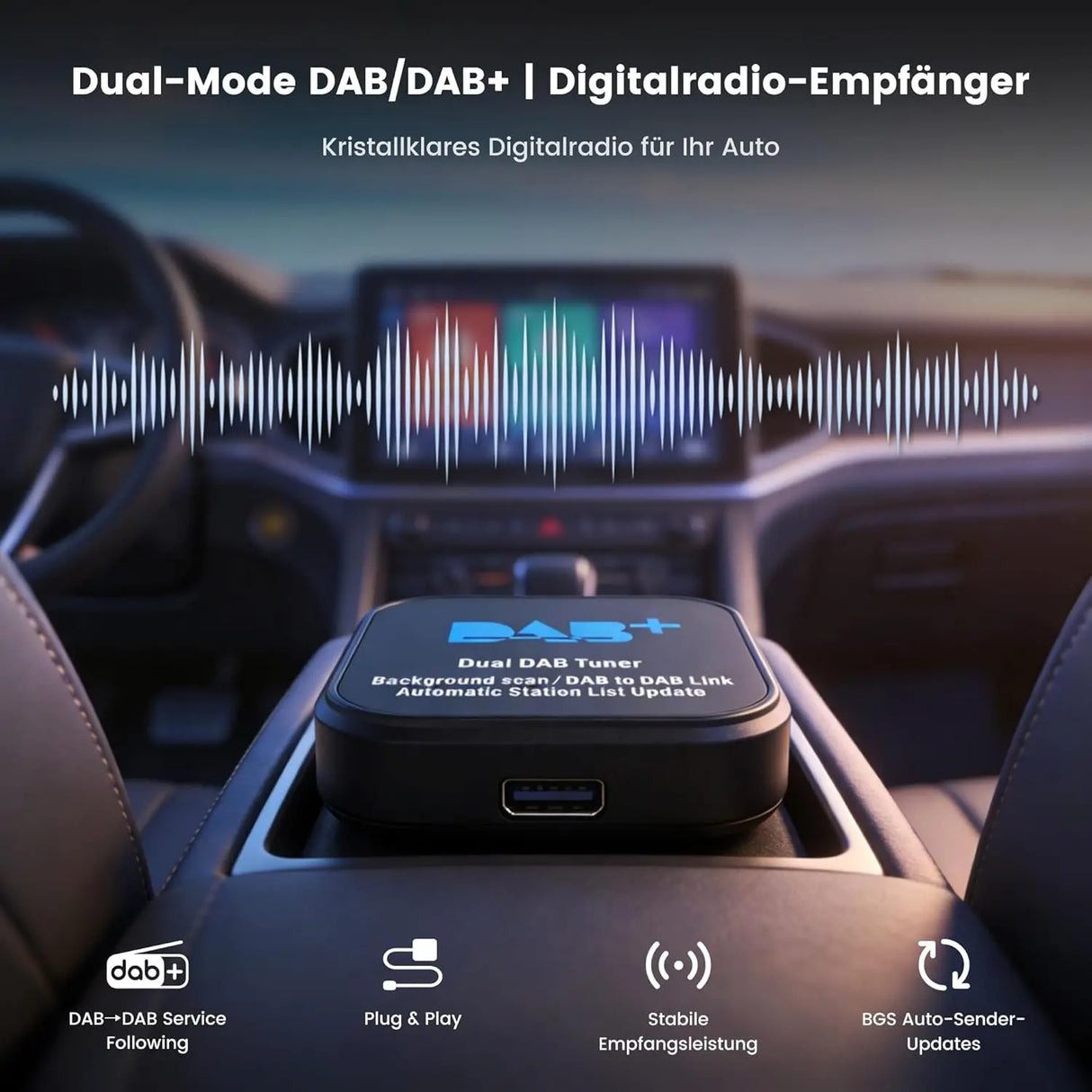 ATOTO AC-4475 DAB+ Empfänger für Auto – Digitalradio-Tuner-Adapter, kompatibel mit ATOTO A5, A6, S8 Autoradios, einfache Installation