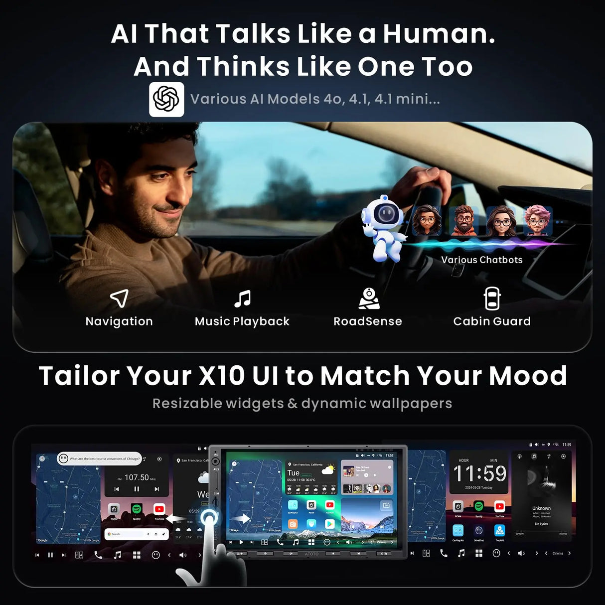 ATOTO X10G2A7E-R2 7" Double Din Android Car Stereo, Backup Camera, 8GB+128GB AI Head Unit with Navigation, Wireless CarPlay & Android Auto, 4G LTE, Dual Bluetooth, 36-Band EQ, HDMI Input