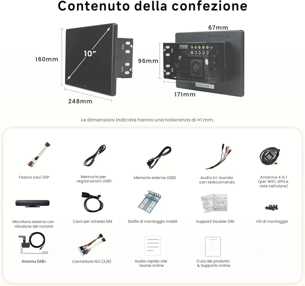 ATOTO X10DG211E Autoradio 2 DIN 10" QLED DAB, 8+128G, CarPlay Wireless, Android Auto Wireless, 4G LTE, Assistente Vocale AI, Tracciamento GPS, Doppio Microfono & Bluetooth, LRV, 36B-EQ, Ingresso HDMI
