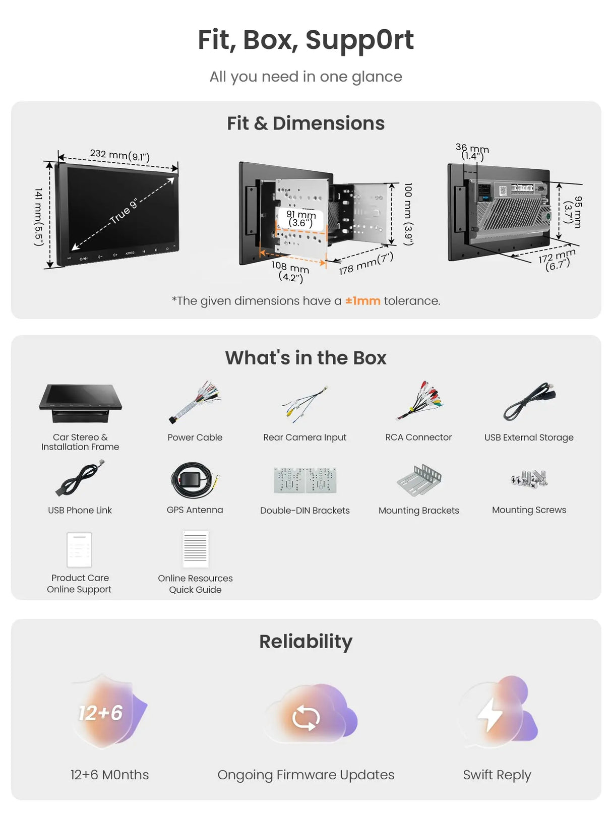 ATOTO A5LG209T 9" Android Double Din Car Stereo, Wireless Android Auto CarPlay Head Unit with WiFi BT USB, in-Dash GPS Navigation System, 1280 * 720P Touchscreen, AM/FM, 2+32G