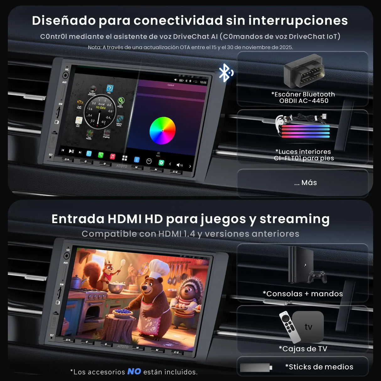 ATOTO X10G2A7E Radio 2 DIN Android 7" Navegación Integrada, 8GB+128GB, CarPlay y Android Auto Inalámbricos, ChatGPT AI, 4G LTE, Doble Teléfono, Bluetooth