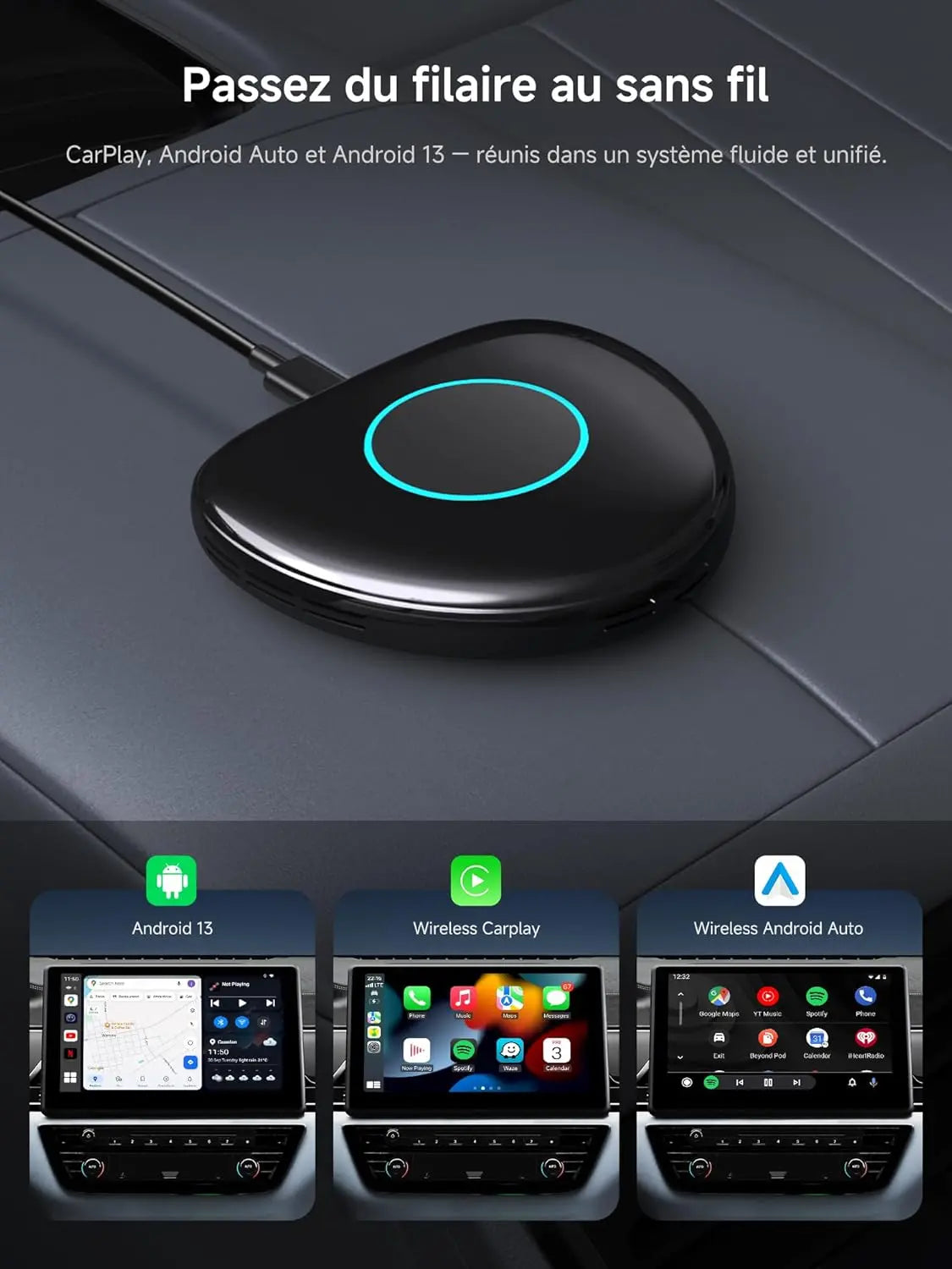 ATOTO CB6 Dongle WIFI para Coche, CarPlay IA Box, 8GB+128GB Dispositivo de Streaming con 4G, Doble Bluetooth, USB, GPS Integrado, Asistente IA, Expansión microSD, OTA
