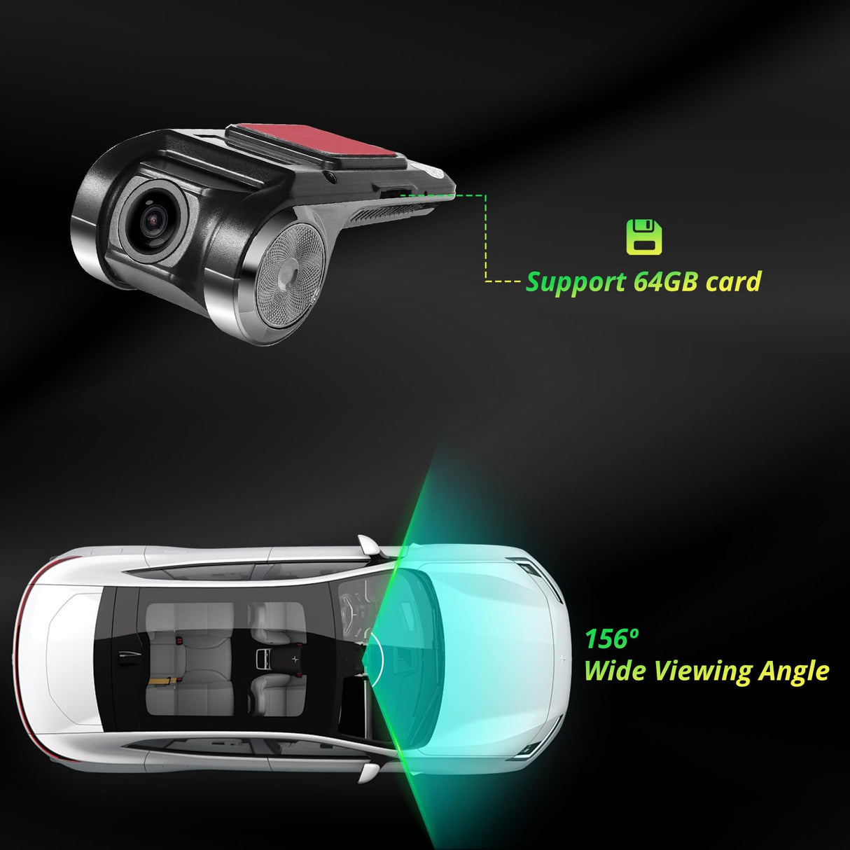 ATOTO AC-44P2 1080P USB On-Dash DVR Camera, Auto Recording, Compatible with ATOTO A5/A6/S8/P9 (Not F7/P8/P5/X10)