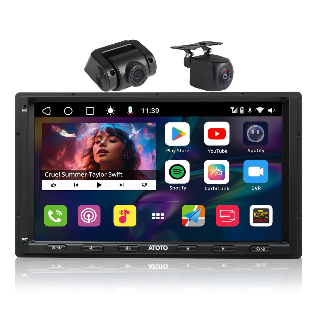 S8 double din car stereo with dual cameras