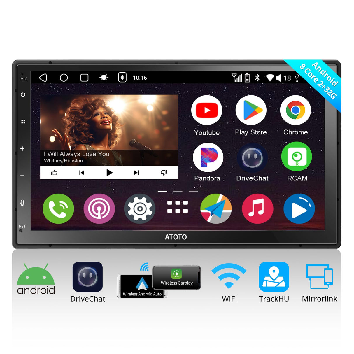 ATOTO A6G2C7PF 7" Double Din Car Stereo, Fully Laminated Screen, Microphone, Wireless Android Auto & CarPlay, DAB+ Ready, GPS, Dual Bluetooth, WiFi, ChatGPT Voice Assistant