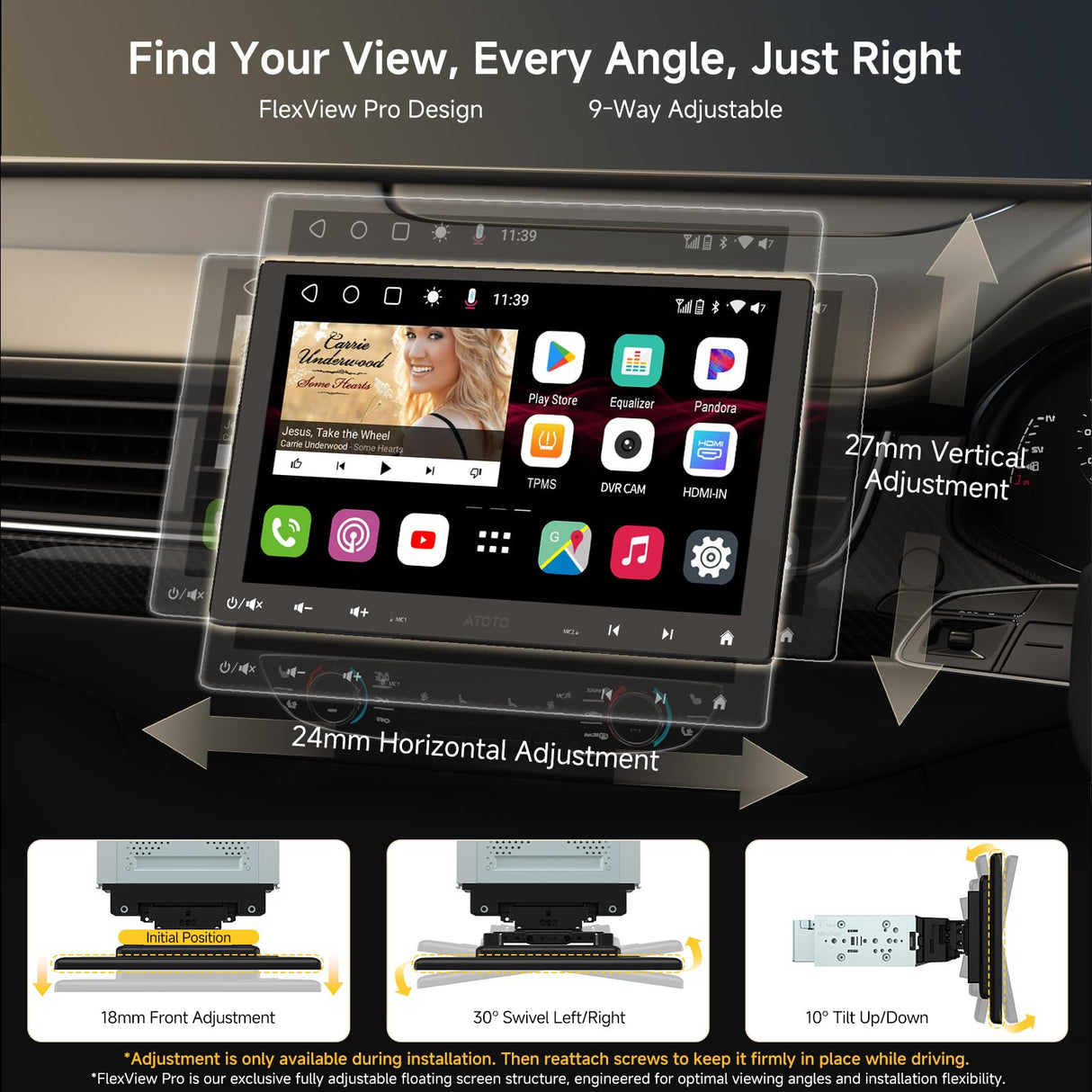 ATOTO S8G1104MS 10.1" Floating Screen Android Head Unit, Single-DIN & Double-DIN Car Stereo, 4G+32G, 4G LTE, Wireless CarPlay & Android Auto, ChatGPT AI, Dual Bluetooth, SCVC/LRV, 36-Band EQ & DSP