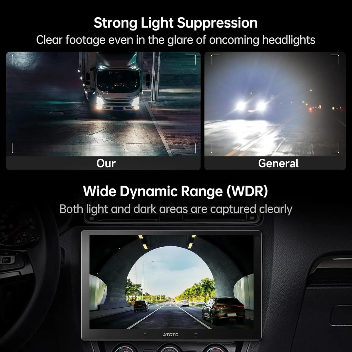 ATOTO AC-FHD02DV 1080P Dash Cam, GPS Playback, 136° Wide, WDR, Night Vision, 24H Parking, G-Sensor, Loop Record, Outage-Proof, 128GB Max, X10 Series Only