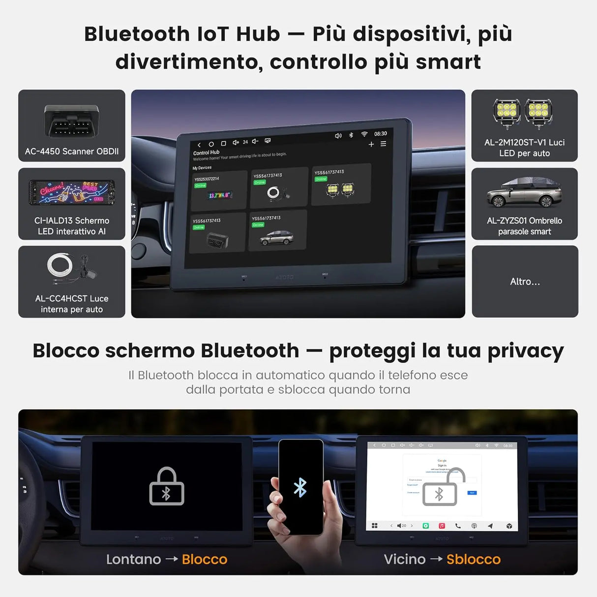 ATOTO A7G209PKL 9 Pollici Autoradio Android 2 DIN, 4G+64G, Wireless CarPlay & Android Auto, Hi-Fi DSP 4V Pre-Outs, Chat IA & Tracciamento GPS, WiFi/BT