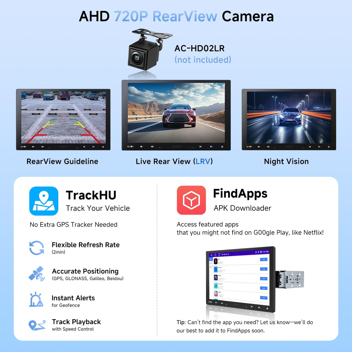 ATOTO A5LG110T 10" Single Din & Double Din Head Unit with Floating Display, Wireless CarPlay & Android Auto, WiFi/USB/Bluetooth Tethering, MirrorLink, DSP Audio, FM/RDS Radio