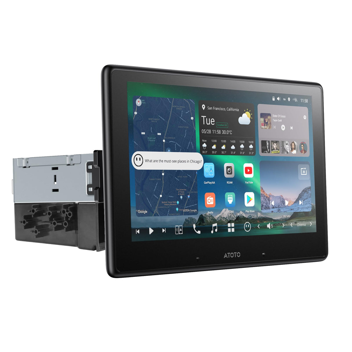 ATOTO X10G110E 10" QLED Single Din Car Stereo – Floating Screen, 8GB+128GB, Dual Phone Connection, 2 Bluetooth, Wireless CarPlay & Android Auto, AI Navigation, 4G LTE, 36B-EQ