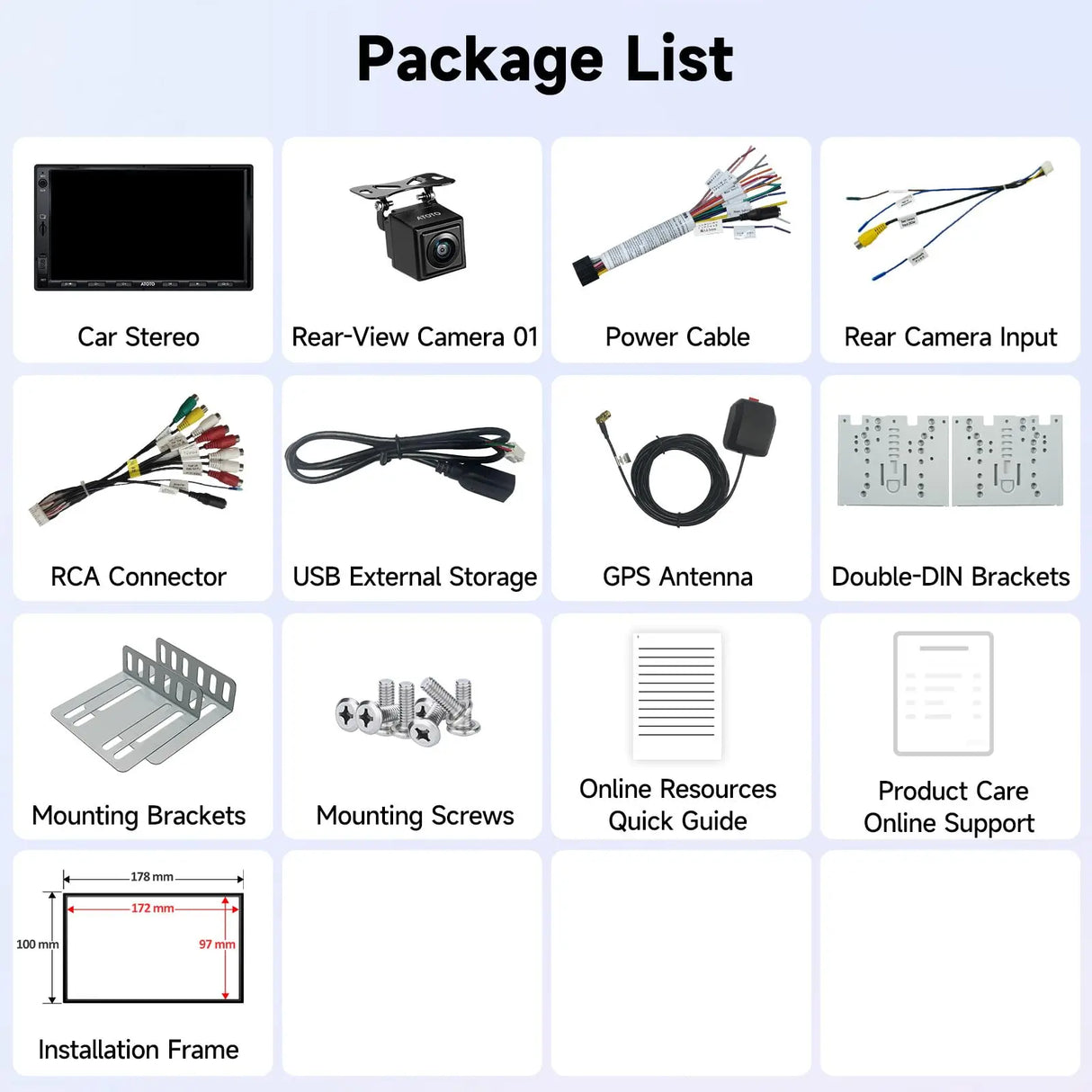 ATOTO A5LG2A7T 7" Double DIN Car Stereo, Backup Camera, 1280×720 Touchscreen, Wireless CarPlay and Android Auto, 2G+32G, WiFi, Bluetooth, USB Tethering, 24B-EQ DSP, MirrorLink, FM, AM, TF