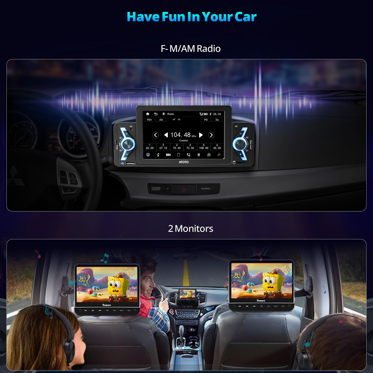 ATOTO F7G1A5WE 5" Single Din Car Stereo with Wireless CarPlay, Android Auto, Bluetooth, GPS Navigation, FM/AM Radio, WiFi, MirrorLink & Live Rear View