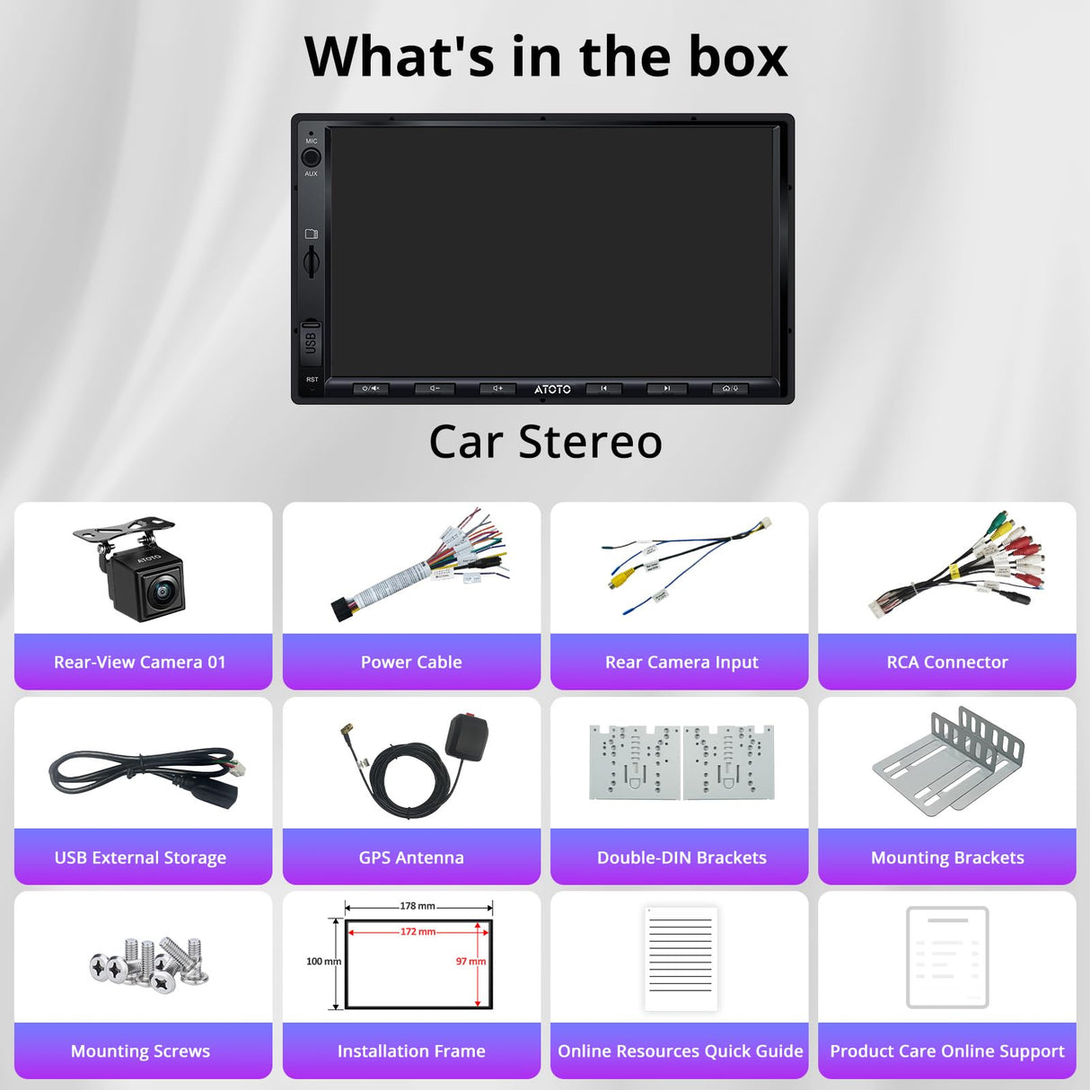 ATOTO A5LG2A7T 7" Android Double Din Car Stereo with Backup Camera, Wireless CarPlay & Android Auto, Wi-Fi/BT/USB Tethering, Built-in DSP, Bluetooth, PhoneLink, FM/AM/TF, 2G+32G