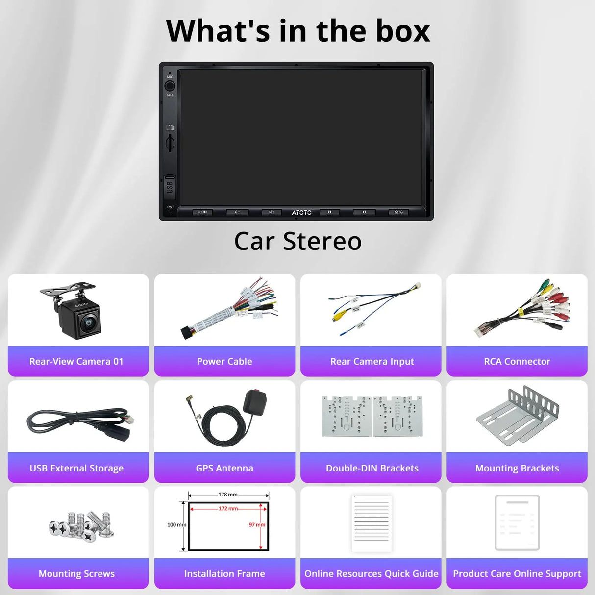 ATOTO A5LG2A7T 7" Android Double Din Car Stereo with Backup Camera, Wireless CarPlay & Android Auto, Wi-Fi/BT/USB Tethering, Built-in DSP, Bluetooth, PhoneLink, FM/AM/TF, 2G+32G