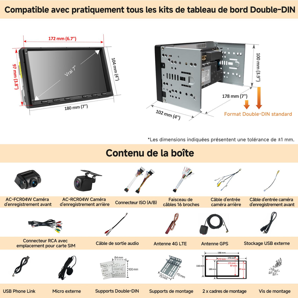 ATOTO S8G2A79UN 7" Double Din Autoradio Android avec Caméras Avant & Arrière 1080P, CarPlay/Android Auto Sans Fil, Écran Tactile QLED, 6Go+128Go, 4G, Wi-Fi, Bluetooth, USB, DSP, AMP, SUB, GPS & AI