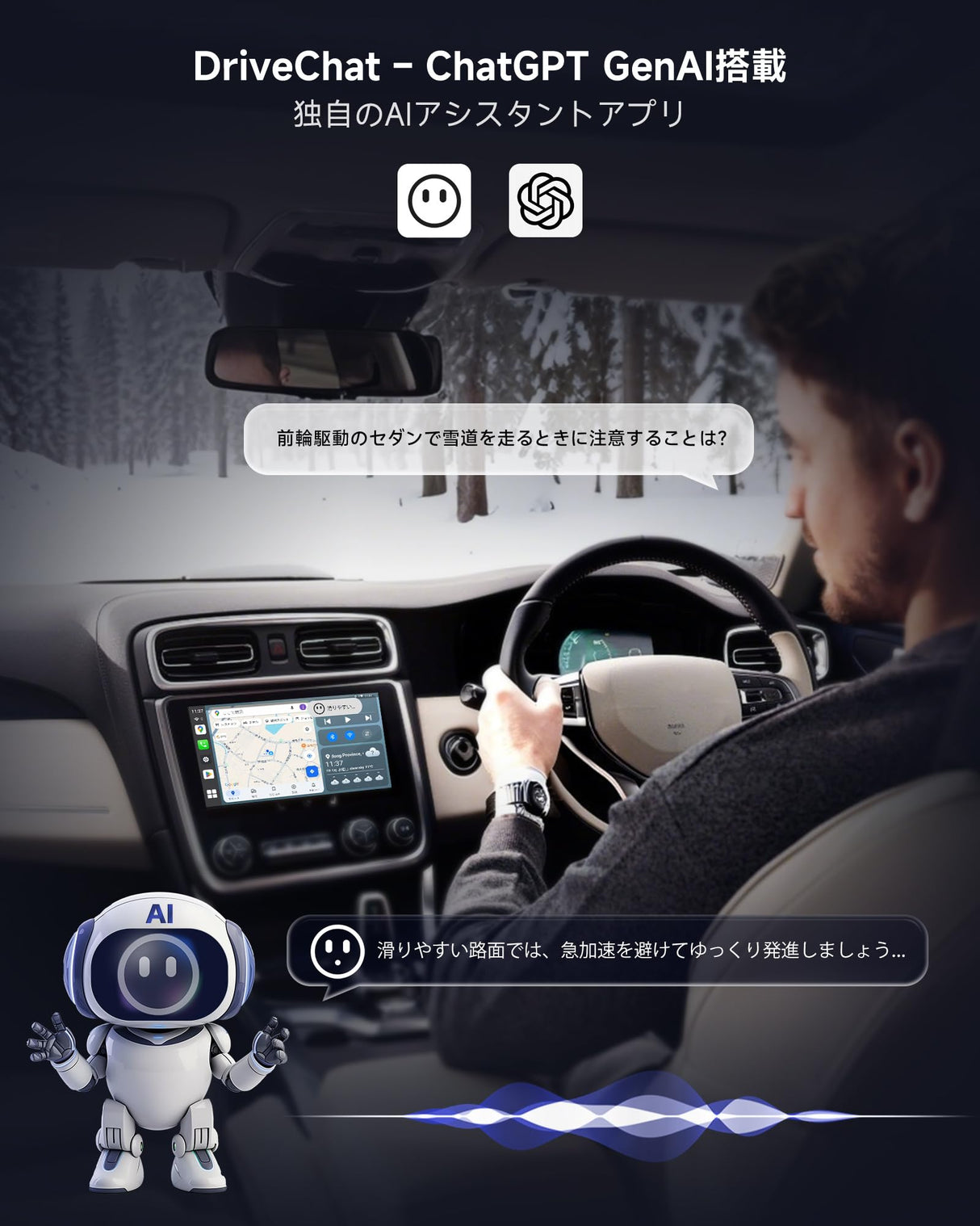 ATOTO CarWave CB6C ワイヤレスアダプター Android AIボックス、iPhone & Android Auto対応、ChatGPT搭載、 車載用ビデオストリーミング (YouTube・Netflix・TikTok) | 4G LTE, 4GB+64GB, プラグ&プレイ