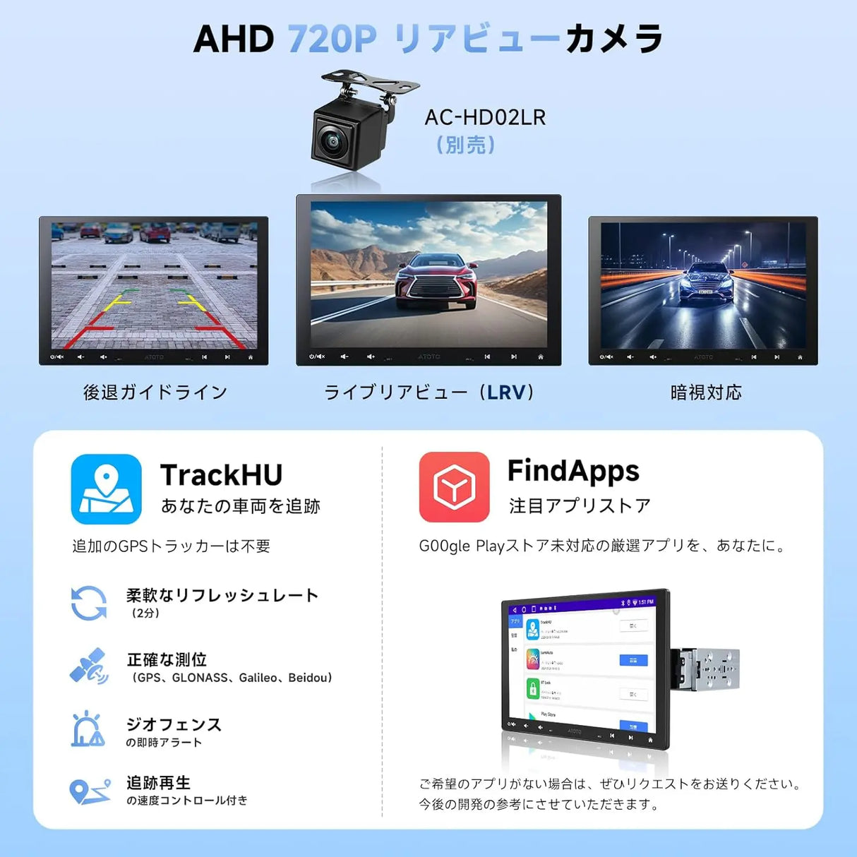 ATOTOZONE A5L 10インチ 2DIN/1DIN対応ディスプレイオーディオ、Androidカーナビ、ワイヤレスCarPlay&Android Auto、WiFi/USB/Bluetooth接続、DSP&アンプ内蔵、MirrorLink、AI会話、2分割画面、2G+32G