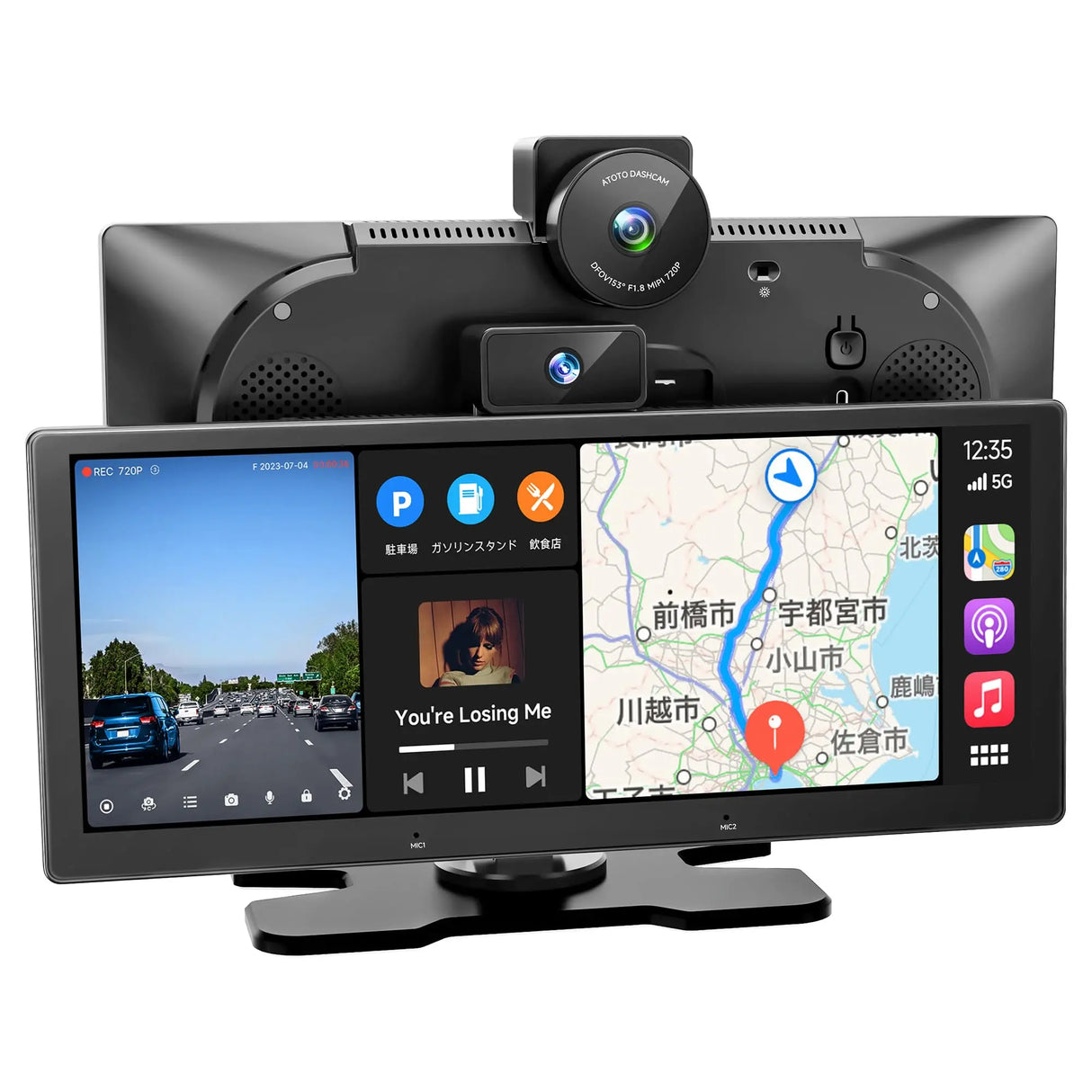 ATOTO P625S1N 10.25インチ ポータブルディスプレイオーディオ Androidナビ、ワイヤレスCarPlay/Android Auto、Wi-Fi対応・USBテザリング、ミラーリンク、オートディミング、LRV、GPS追跡