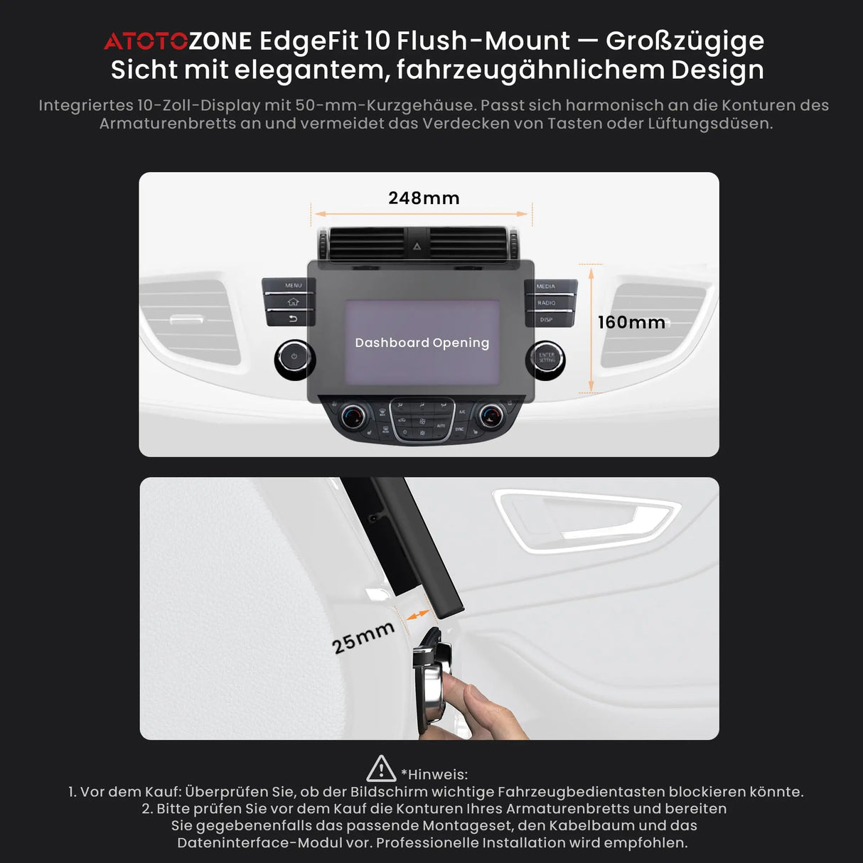 ATOTOZONE X10DG211E 10 Zoll Android DAB+ Autoradio Doppel-Din, 8+128G, 4G LTE, KI-Sprachassistent, Kabelloses Carplay & Android Auto, Duales Mikrofon & BT & Kameraeingang, 36B-EQ, HDMI-Eingang