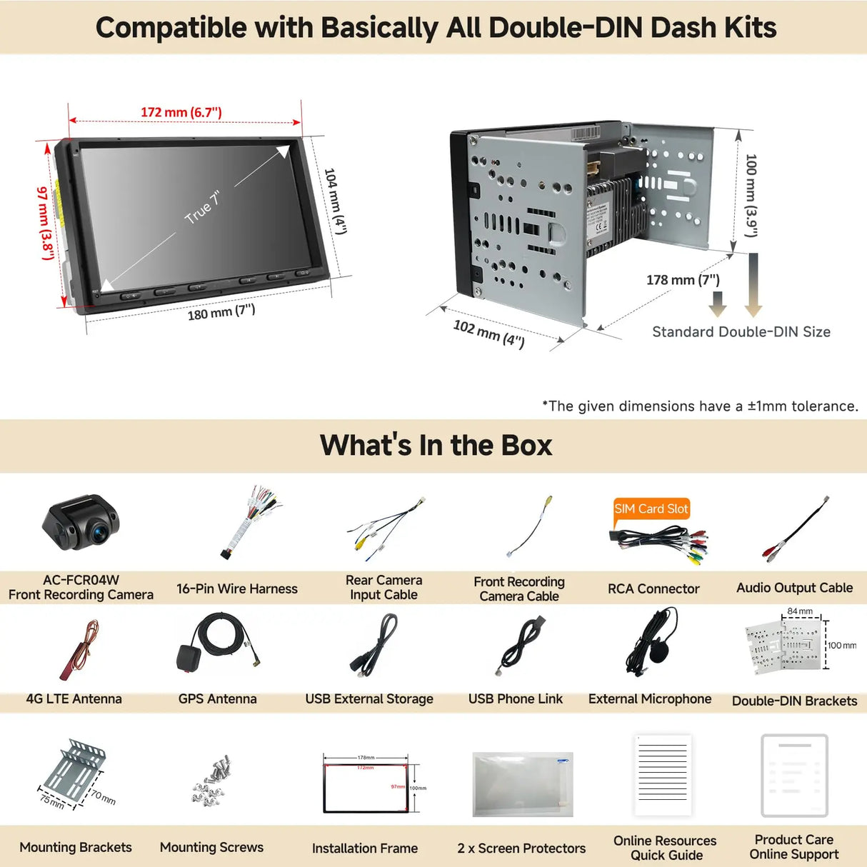 ATOTO S8G2A74MS 7" QLED Double Din Android Car Stereo & 1080P Front Camera, 4G+32G, Smart AI Chat, Wireless CarPlay & Android Auto, Dash Cam, Built-in 4G, Dual Bluetooth, WiFi/USB