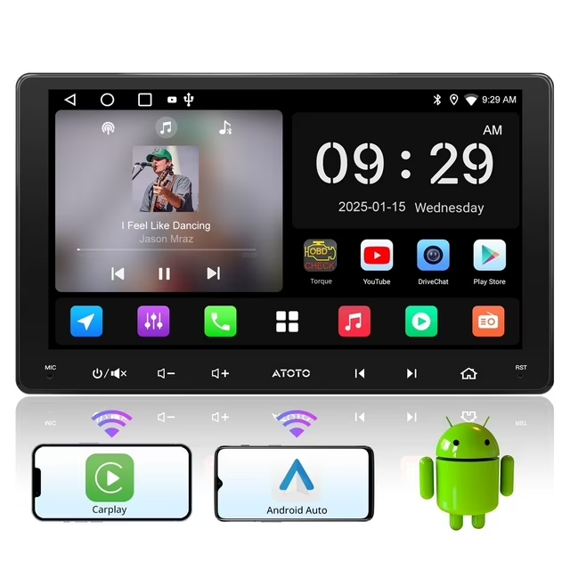 ATOTO Car Stereo Double Din Car Stereo 9IN IPS Touchscreen,Car Audio Head Unit Wireless Carplay Android Auto with 2G+32G with AM/FM Radio Receiver WiFi/BT/USB