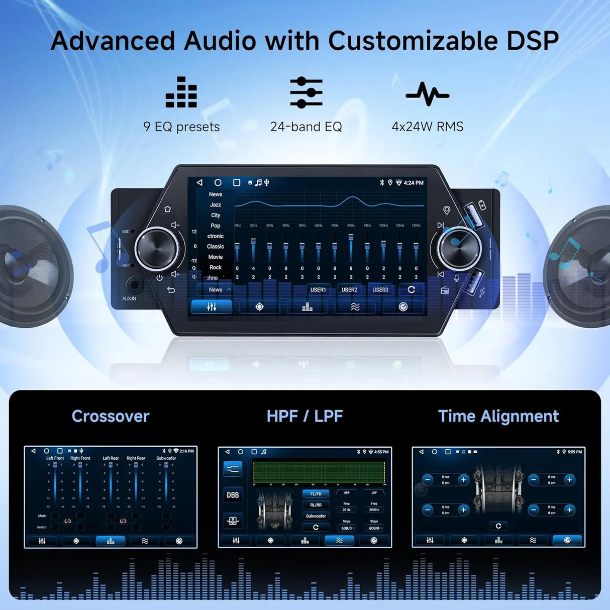 ATOTO A5LG1A5T 5" Single Din Android Car Stereo, 2G+32G, Wireless CarPlay & Android Auto, Touchscreen, Wi-Fi/BT/USB Tethering, MirrorLink, FM/RDS Radio, GPS, Voice Control, Live Rear View