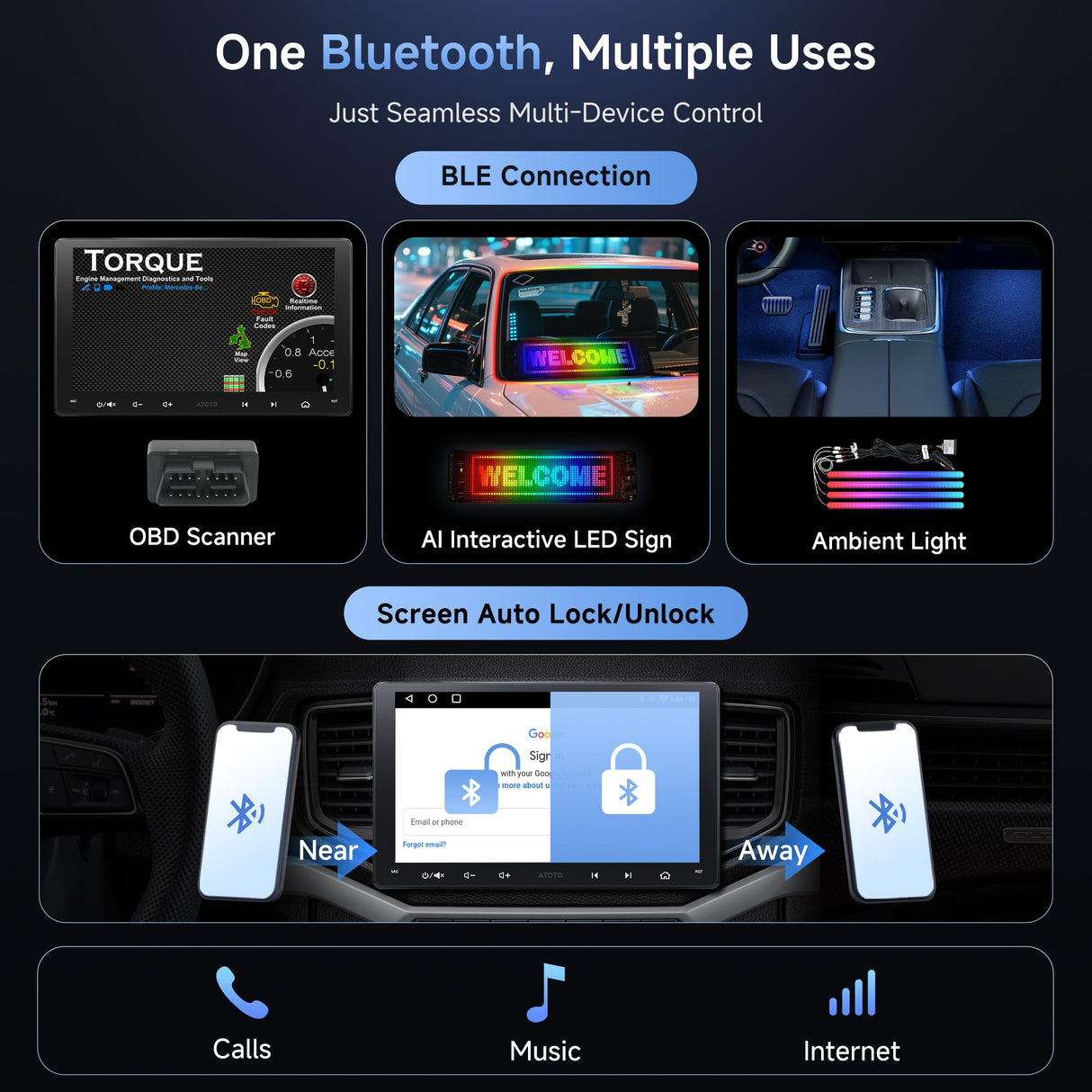 ATOTOZONE 9-Inch Android Double-DIN Car Stereo, Wireless CarPlay&Android Auto Car Radio with GPS Tracking, WiFi/Bluetooth/USB, 24B EQ&DSP, FM/AM/RDS, HD Backup Camera with LRV, A5LG209T-S01