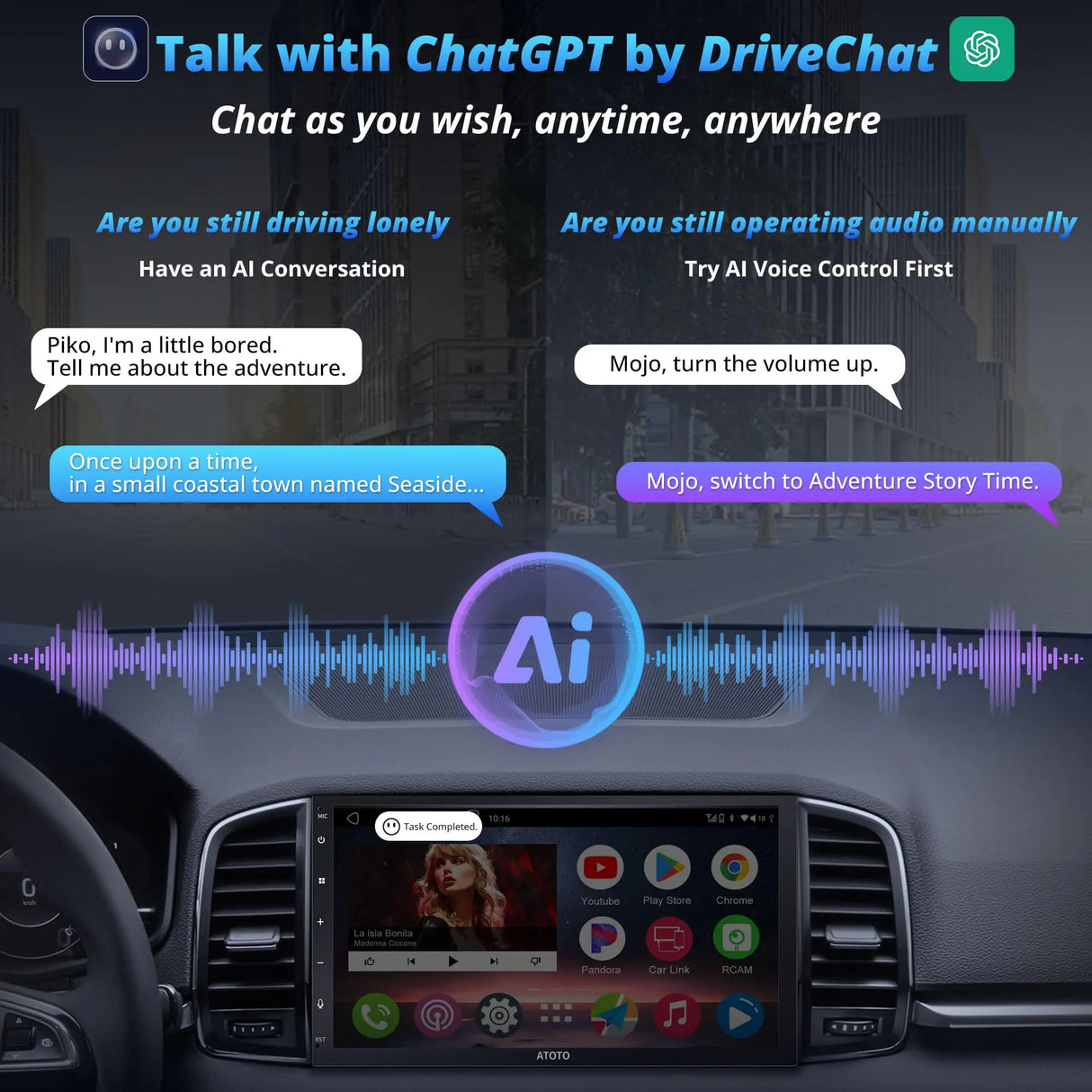 ATOTO A6G2C7PF 7" Autoradio 2 Din Android – Telecamera, Schermo QLED 8 Core Full Laminato, DAB+ Radio, DSP EQ-36, Wireless CarPlay e Android Auto, Doppio Bluetooth, AI Chat, GPS Navigazione