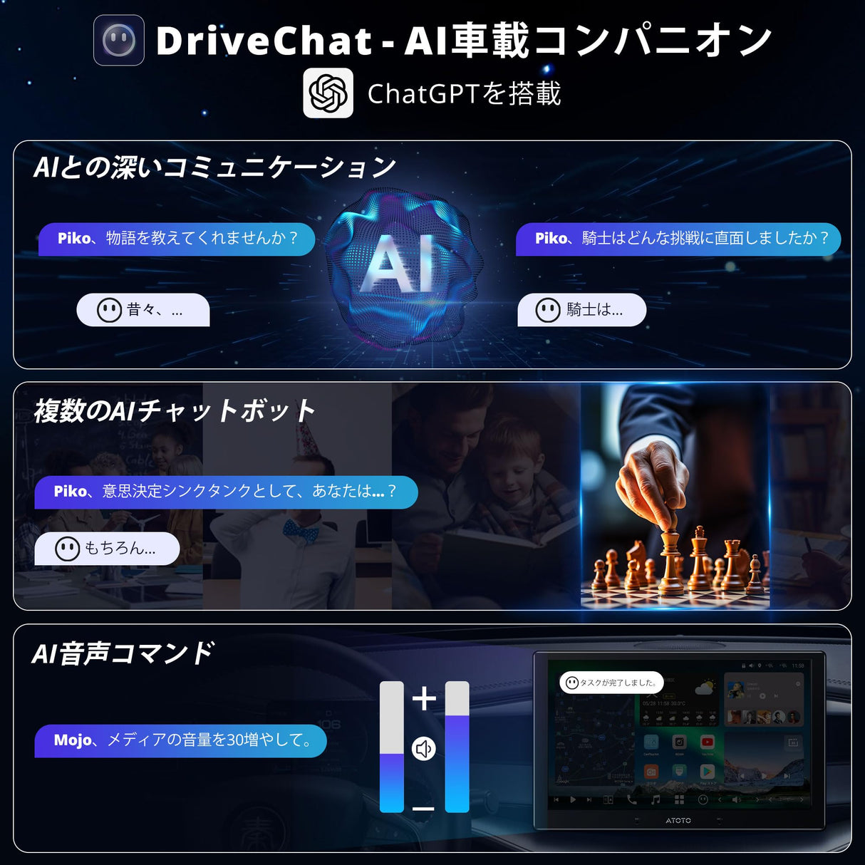 ATOTO X10G110E 10インチ 1DIN ディスプレイオーディオ 36B-EQ AI Android カーナビ - 8G+128G フローティングディスプレイ、4G LTE、ワイヤレス Carplay & Android Auto、デュアルフォン接続、2 Bluetooth、HDMI入力、LRV & SCVC、デュアル内蔵ノイズキャンセリングマイク、GPSサーチ