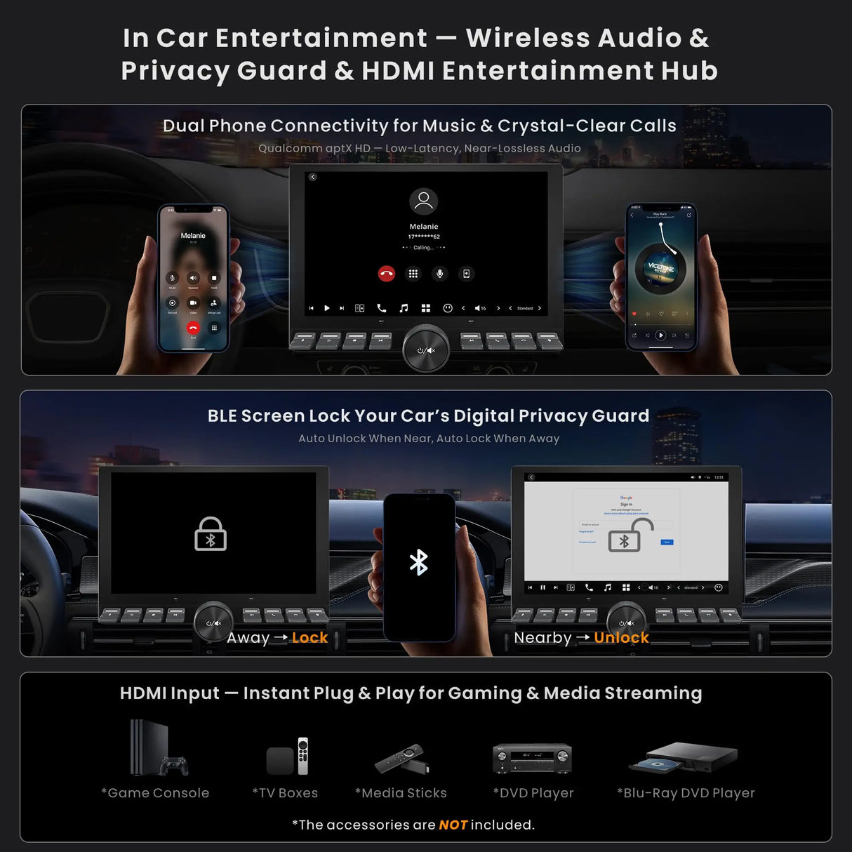 X10 10.1 inch Knob Single DIN & Double DIN Car Stereo, with Passenger Entertainment Screen, AI Vision