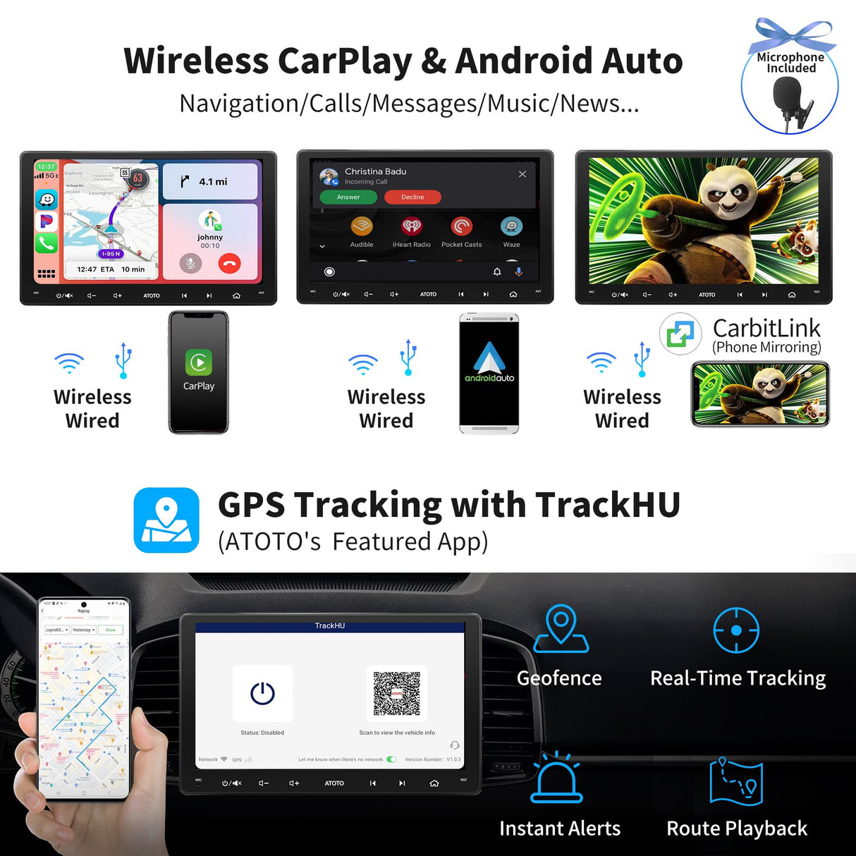 ATOTO S8G2099UN 9" QLED Double Din Head Unit with Wireless CarPlay & Android Auto, AI Voice Assistant, GPS Tracking, Built-in 4G LTE, VSV & LRV, 6G+128G, 4×49W Amp, Dual Bluetooth