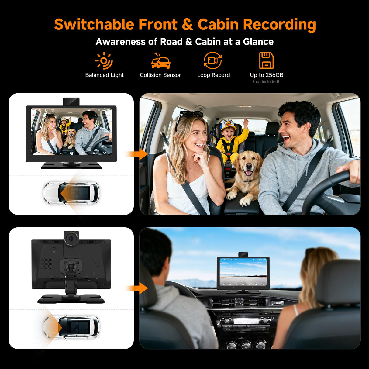 ATOTO P609S1N 9" Portable CarPlay Screen – Wireless CarPlay & Android Auto Touchscreen with Dash Cam, Bluetooth, GPS Navigation, Voice Control & Music Player, Plug & Play Car Stereo (P6 Standard DashCam)
