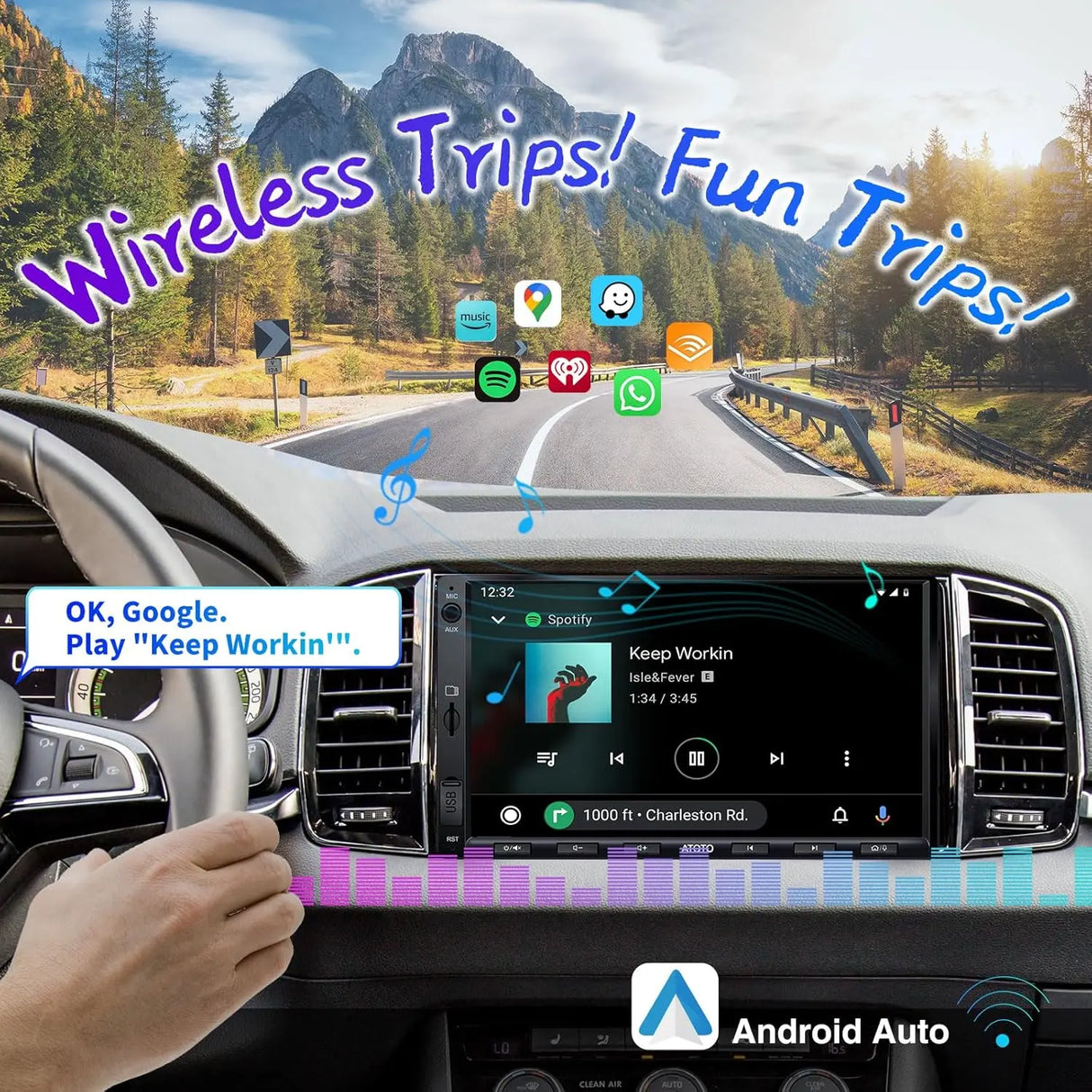 ATOTO F7G2A7WE Autoradio 2 DIN 7" – Schermo Tattile, Bluetooth, Mirror Link, Vista Posteriore in Diretta, CarPlay e Android Auto Wireless, Ricarica Rapida
